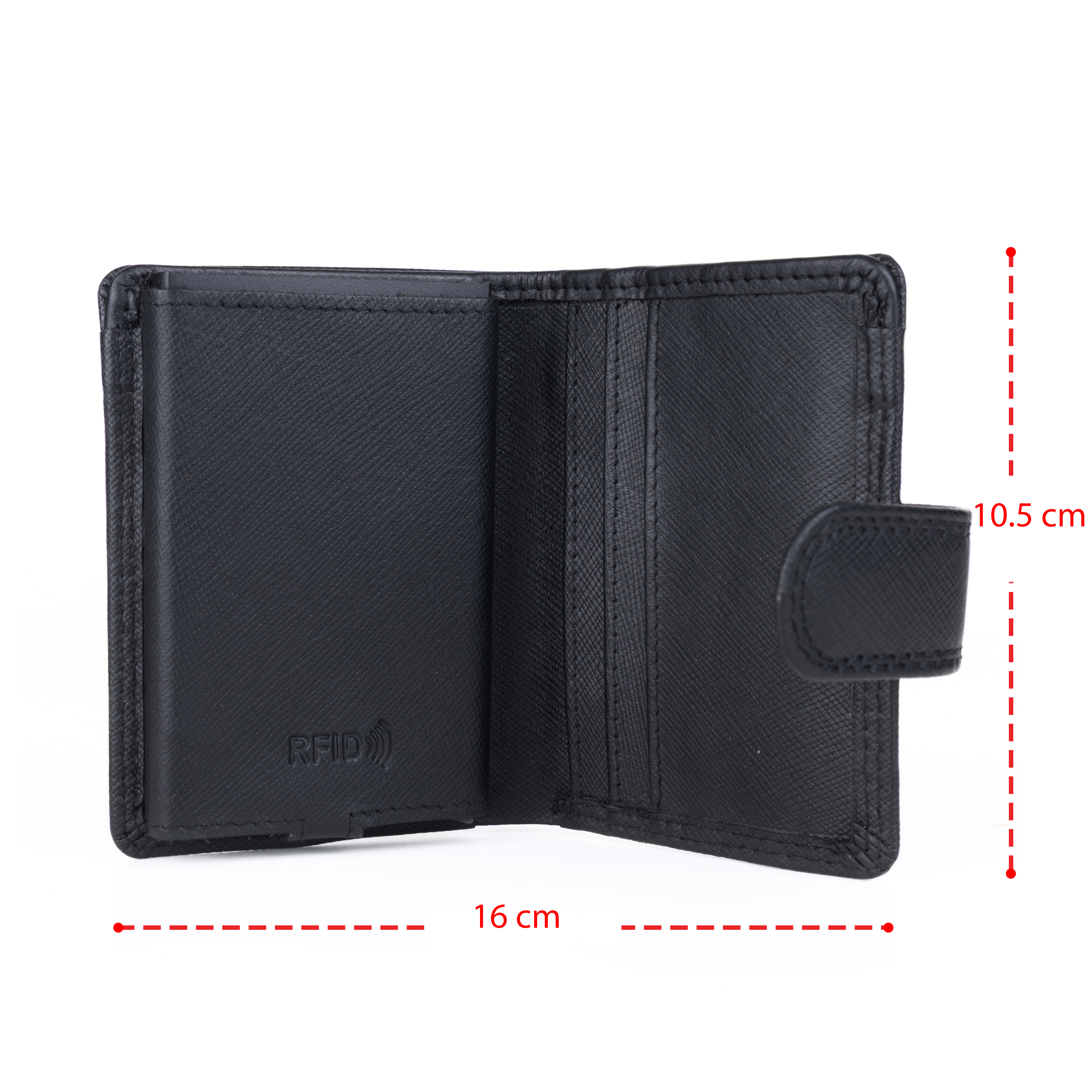 GERMANUS Geldbörse Metall Card Holder Halter mit Leder, 4007, schwarz