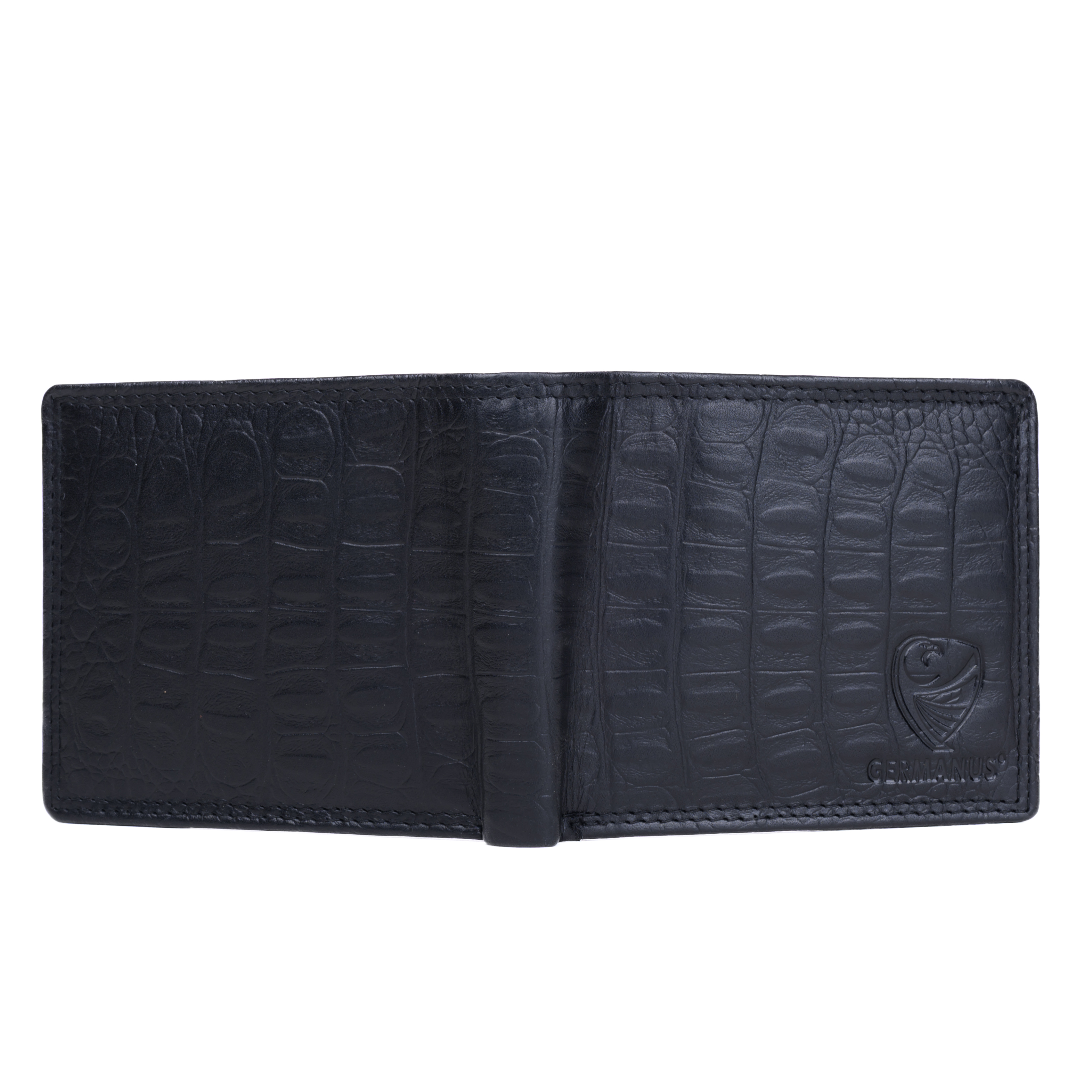 GERMANUS Geldbörse aus Leder, Max Croco schwarz