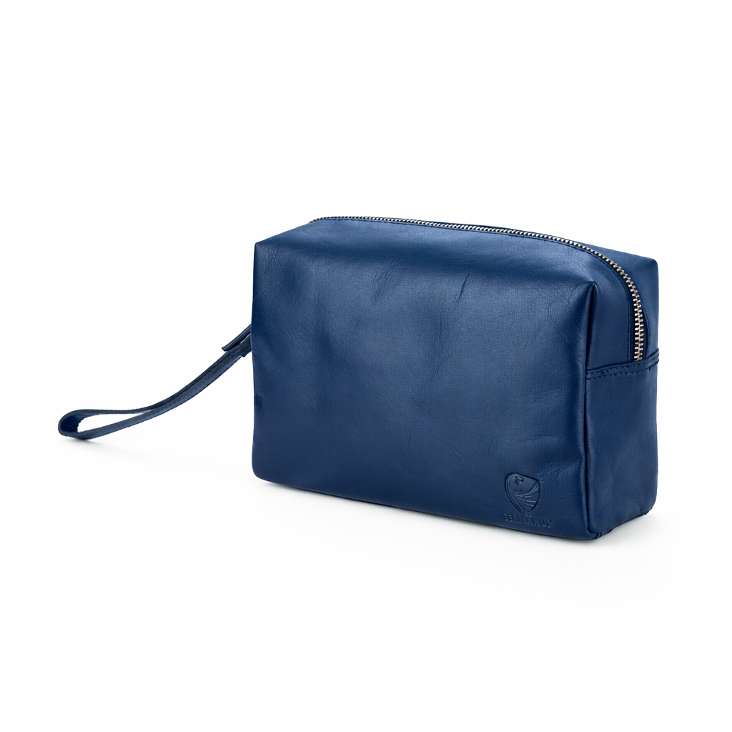 GERMANUS Kulturtasche Kosmetiktasche Rolf aus echtem Leder, Kulturbeutel, Waschtasche, Schminktasche, Clutch