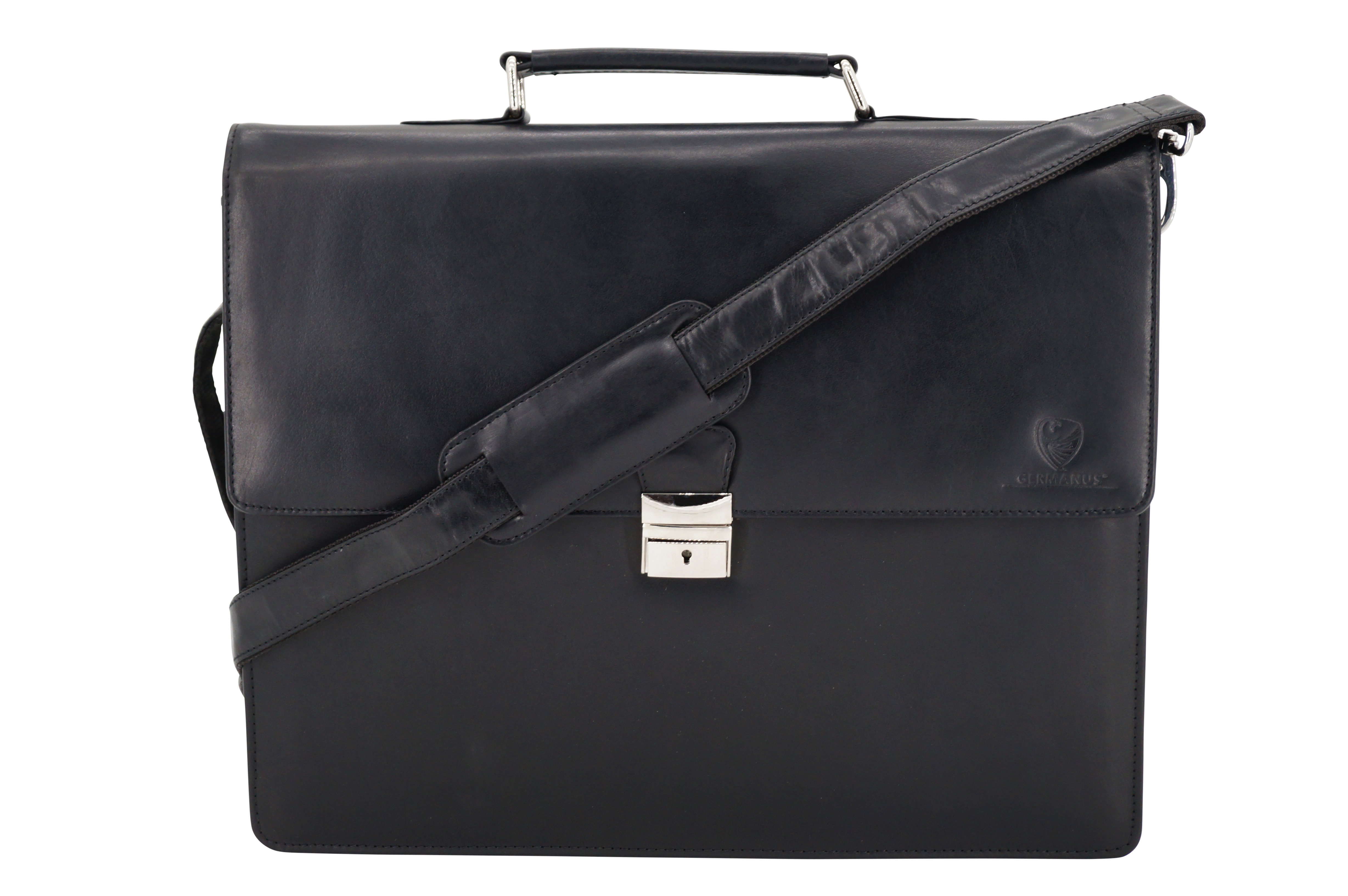 GERMANUS Aktentasche David aus Leder, Schwarz