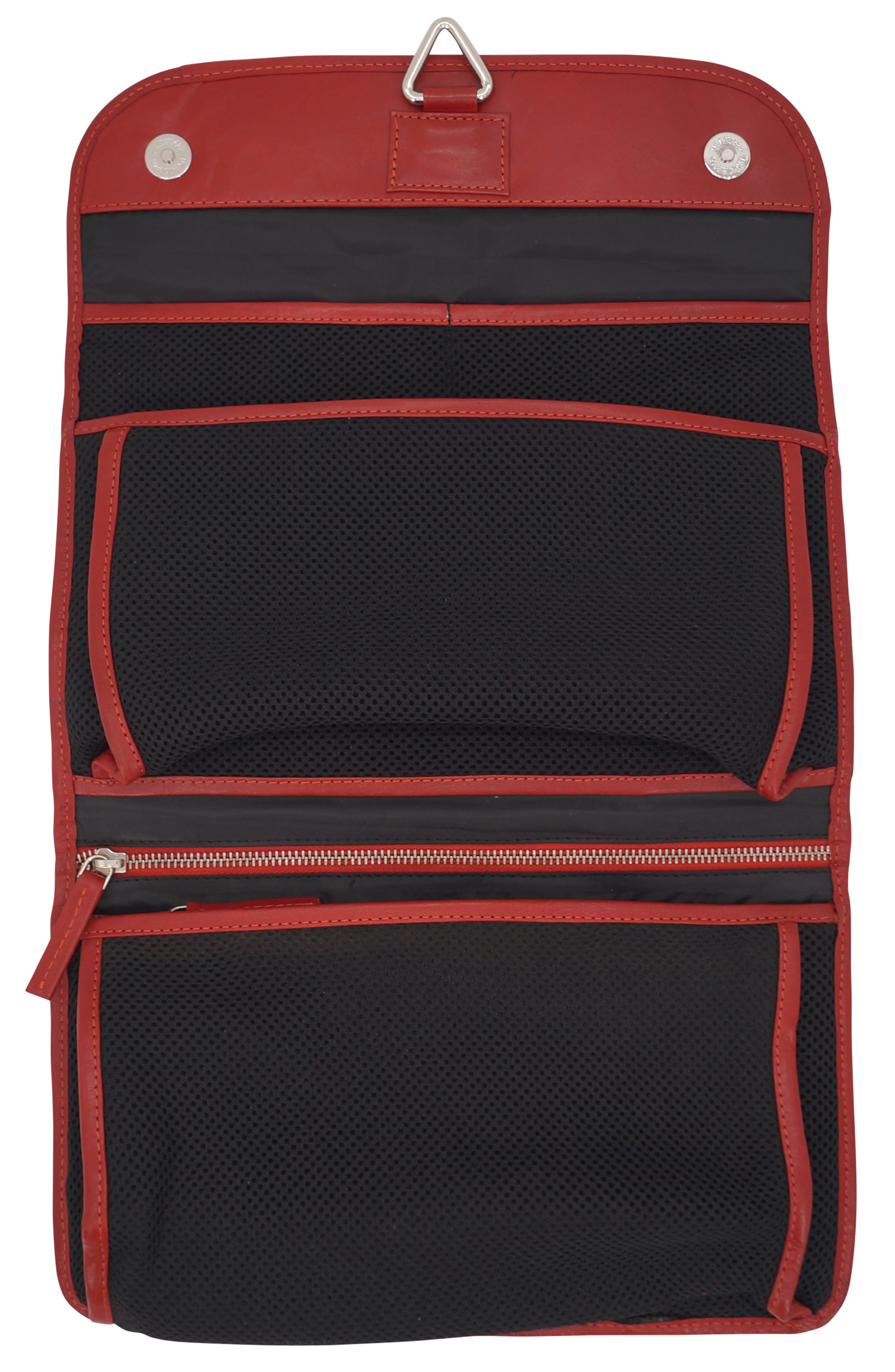 GERMANUS Kosmetiktasche Tomke Kulturbeutel Make-up Tasche, Leder, rot