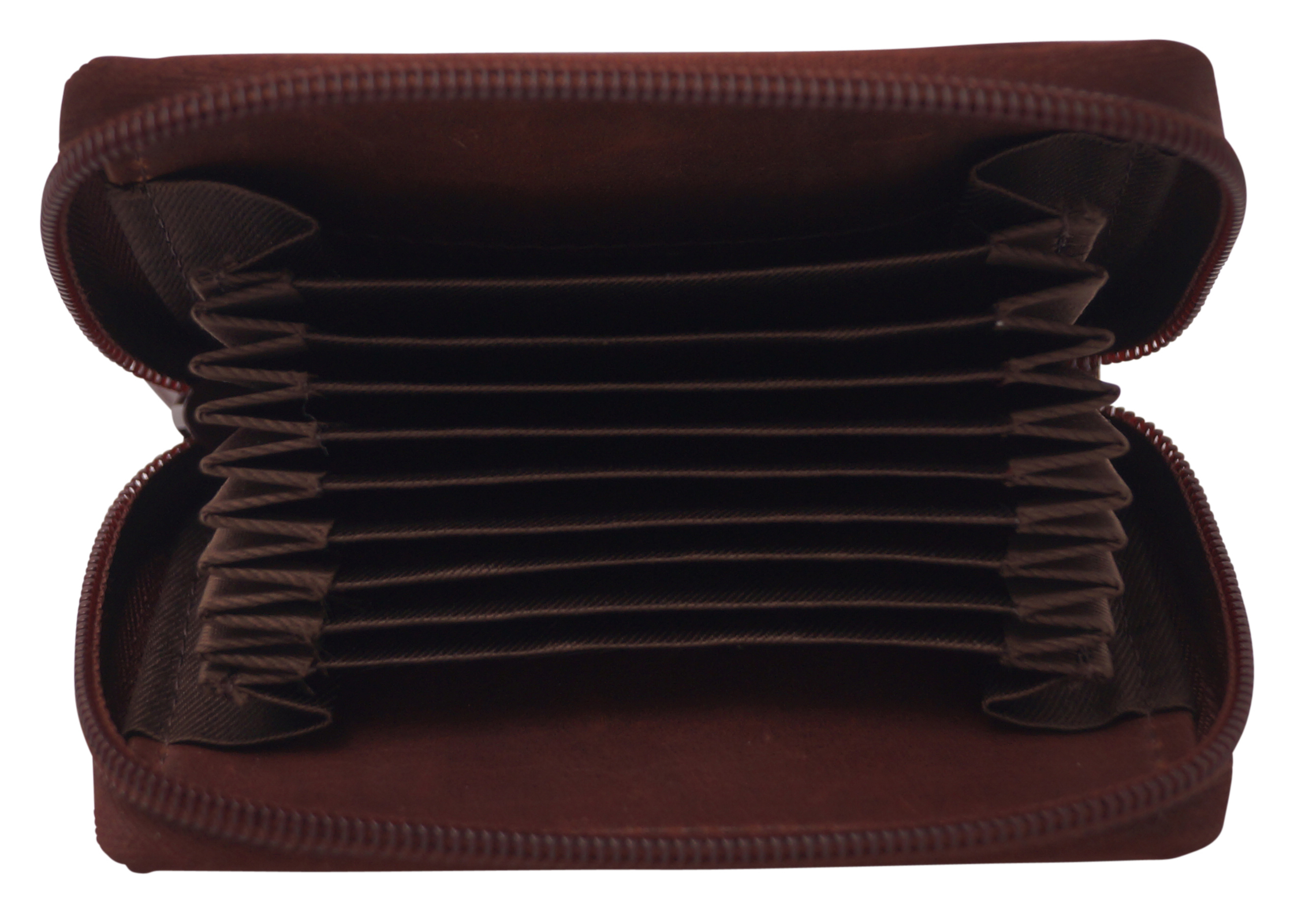 GERMANUS Kreditkartenetui Zip - Made in EU - Leder Etui für Kreditkarten und Visitenkarten, braun