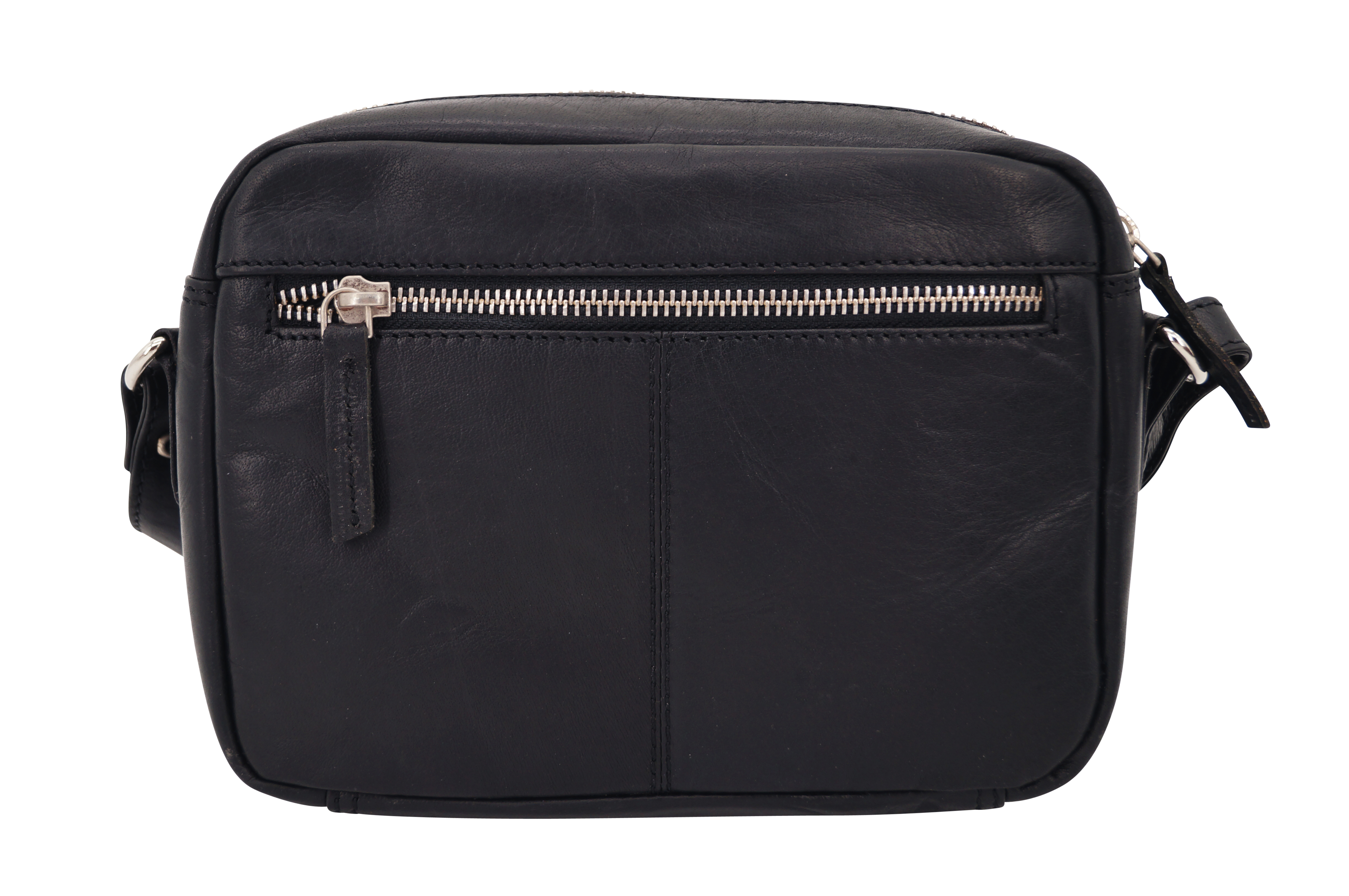 GERMANUS Damen Handtasche Umhängetasche Lara aus Echtleder, Schwarz