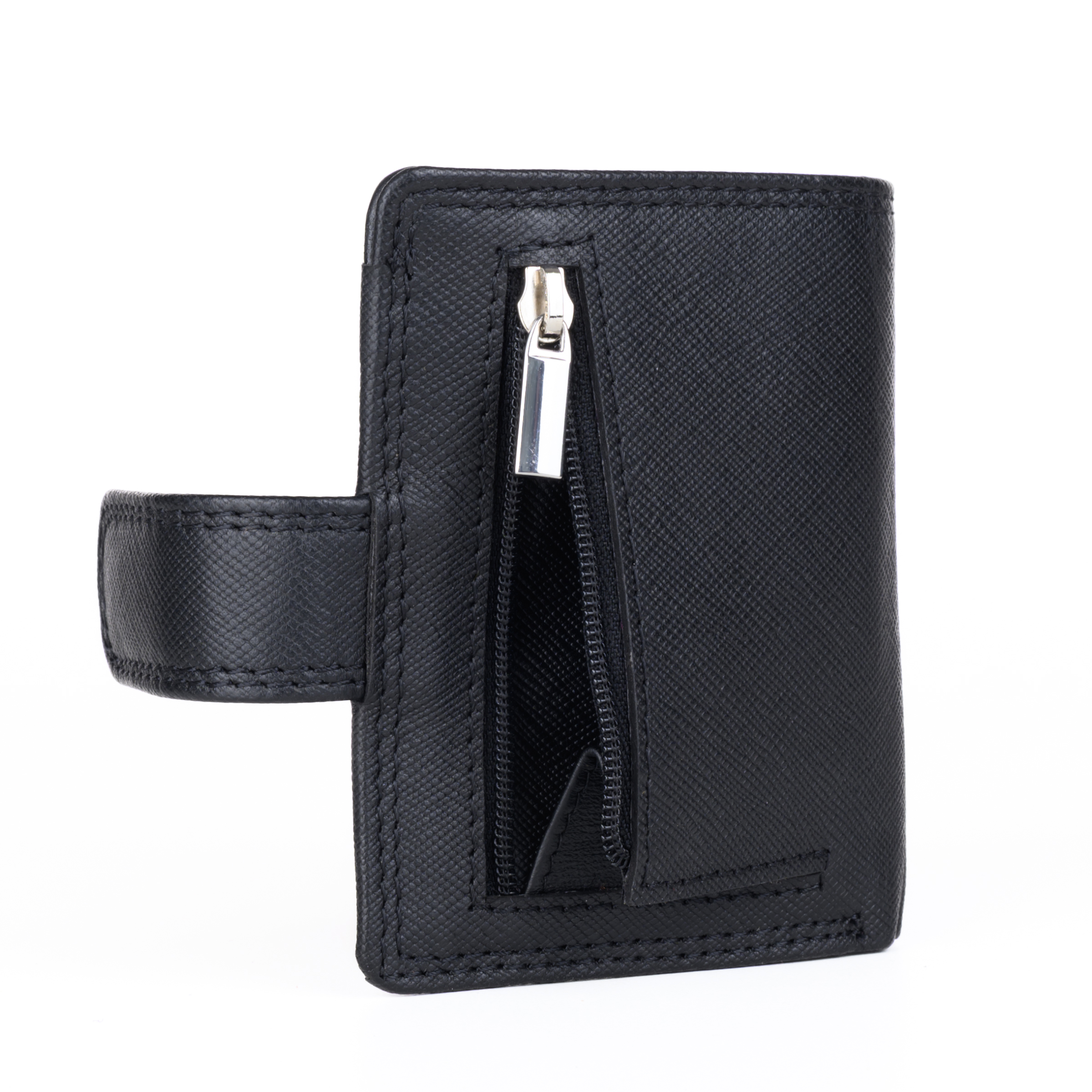 GERMANUS Geldbörse Metall Card Holder Halter mit Leder, 4007, schwarz