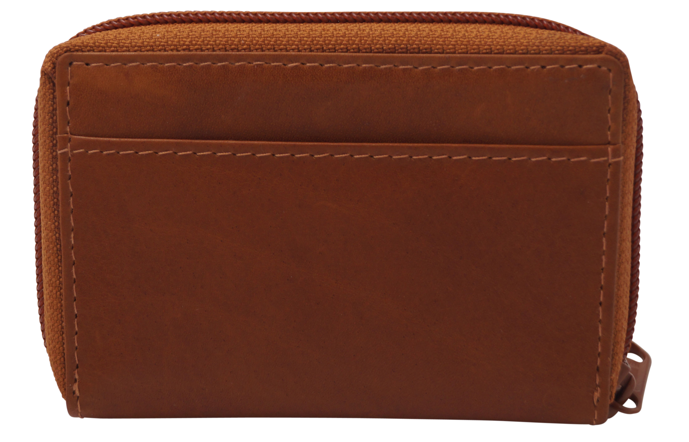 GERMANUS Kreditkartenetui Zip - Made in EU - Leder Etui für Kreditkarten und Visitenkarten, hellbraun