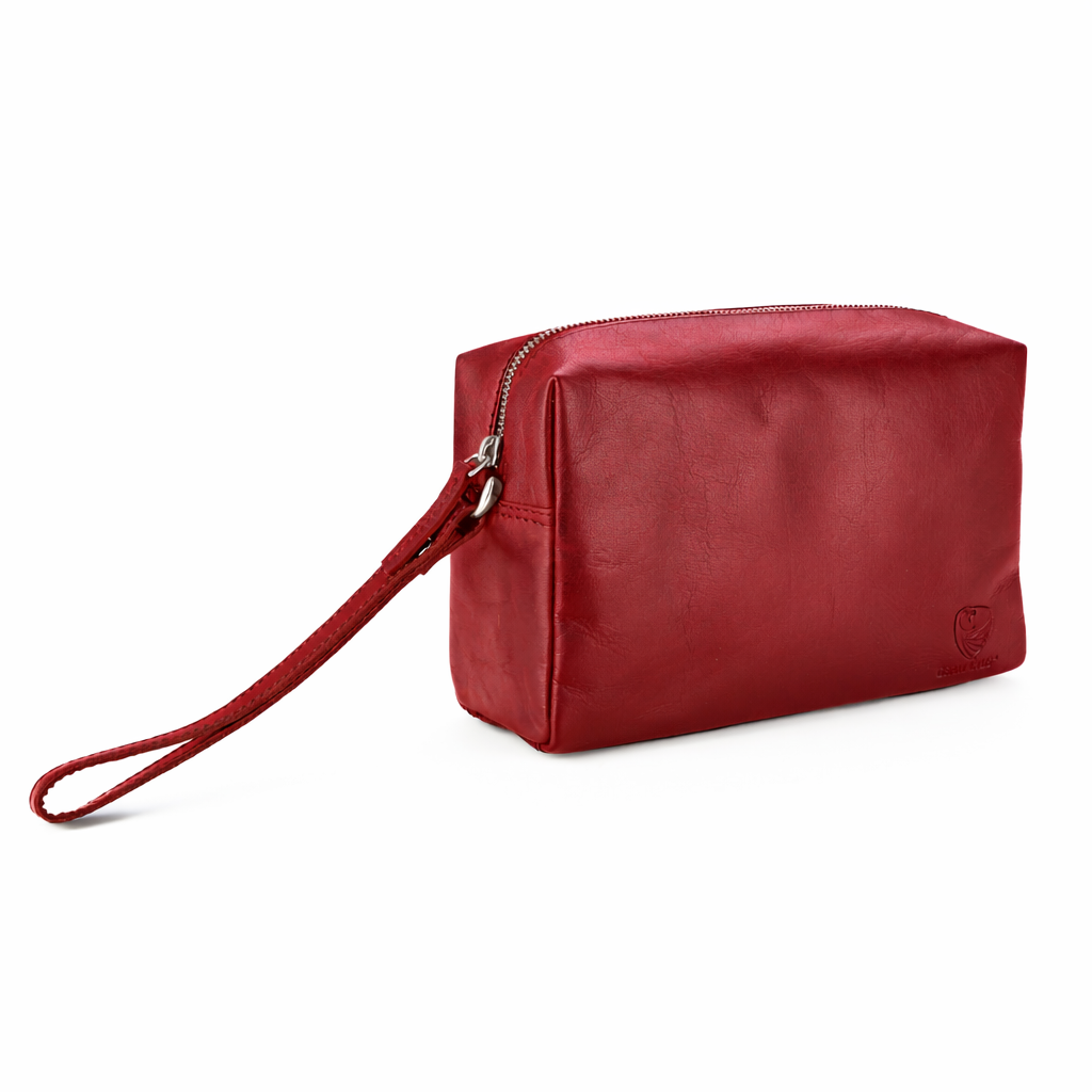 GERMANUS Kulturtasche Kosmetiktasche Rolf aus echtem Leder, Kulturbeutel, Waschtasche, Schminktasche, Clutch