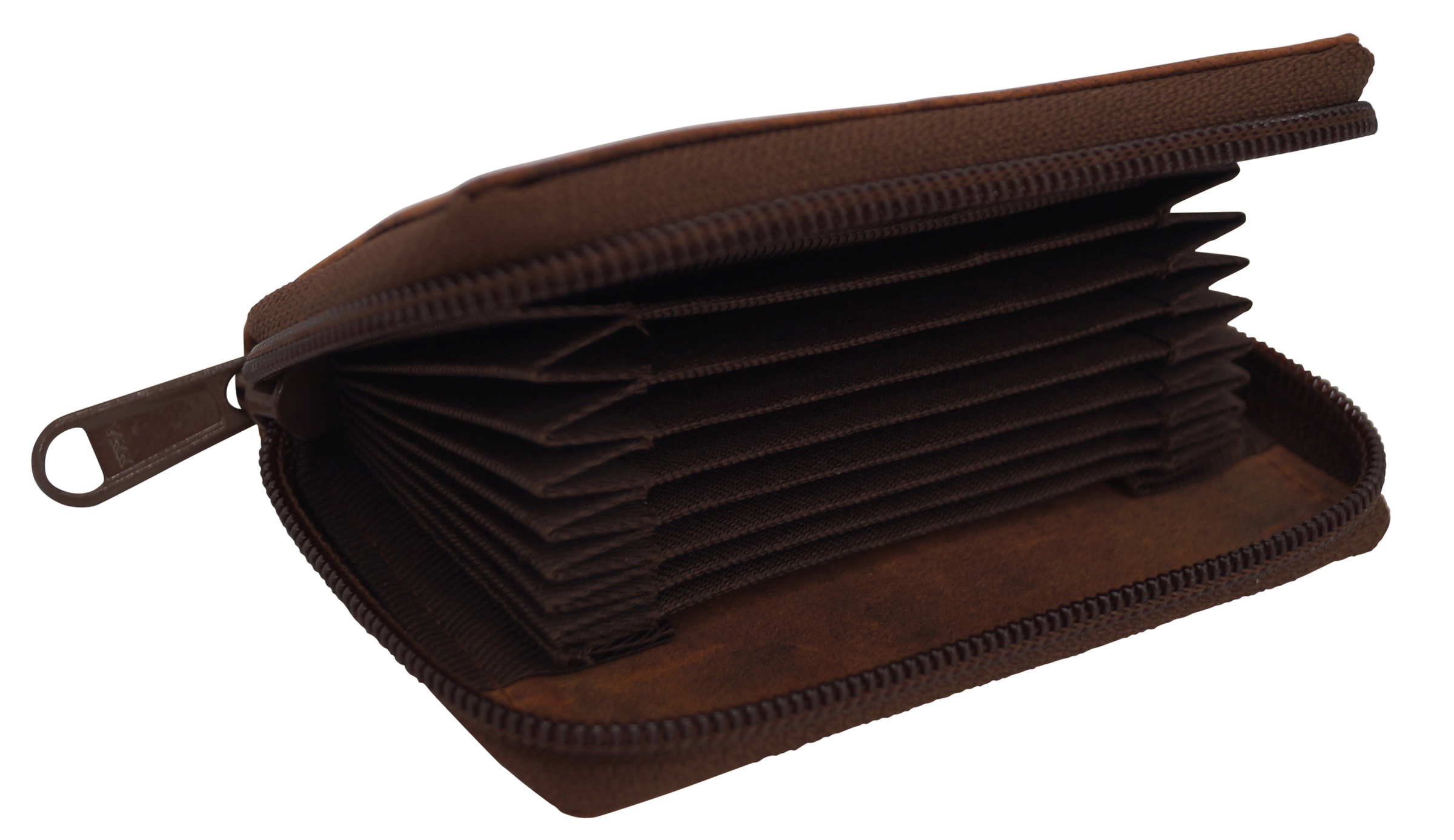 GERMANUS Brieftasche Kreditkartenetui Zip - Leder, Wildes Rind