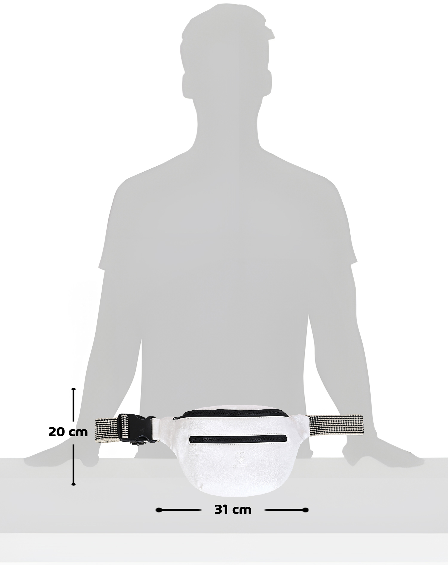 GERMANUS Gürteltasche Fred Crossbody Bag, Bum Bag, Bauchtasche, Umhängetasche, Tasche Kunstleder Weiß