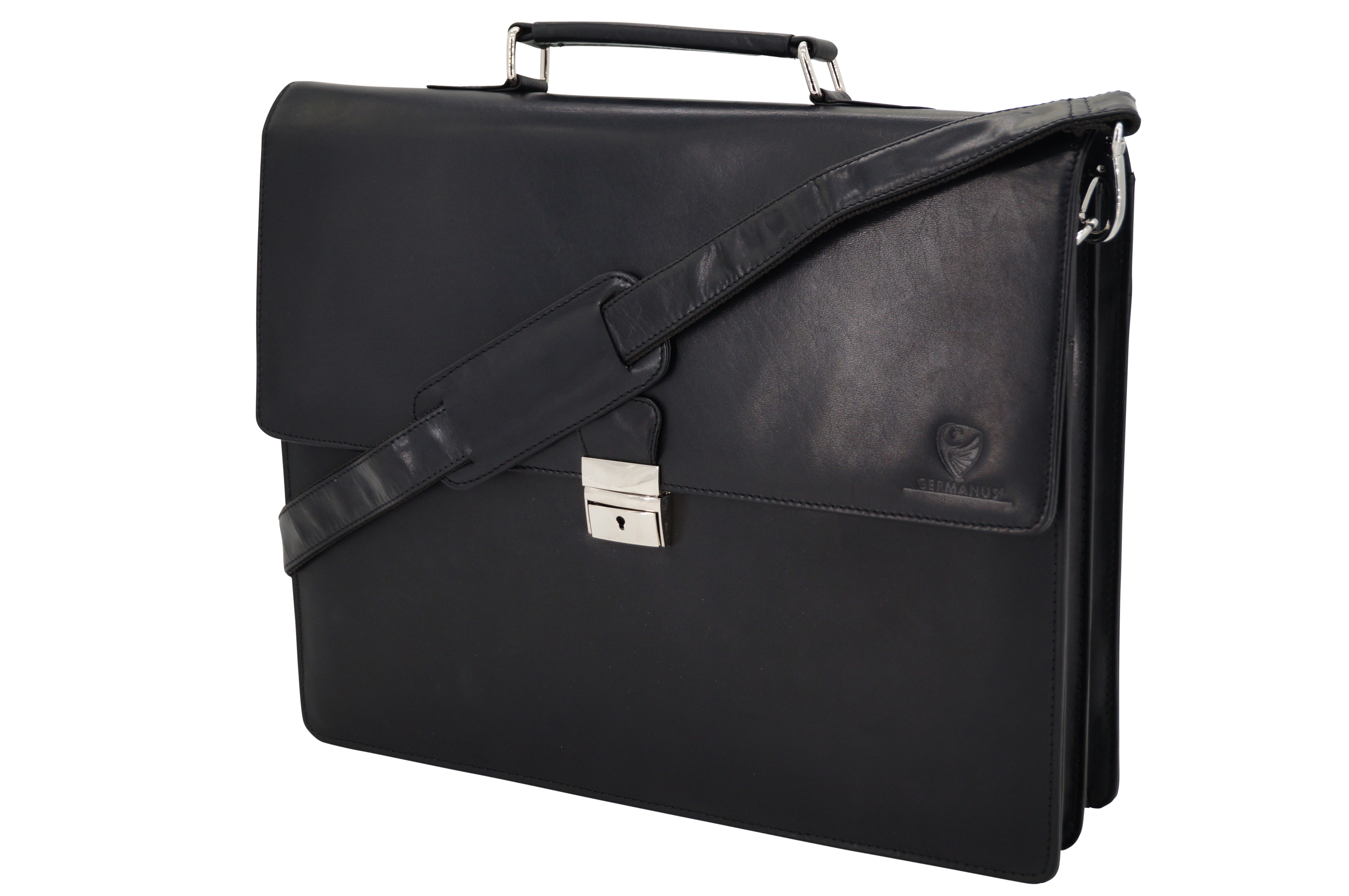 GERMANUS Aktentasche David aus Leder, Schwarz