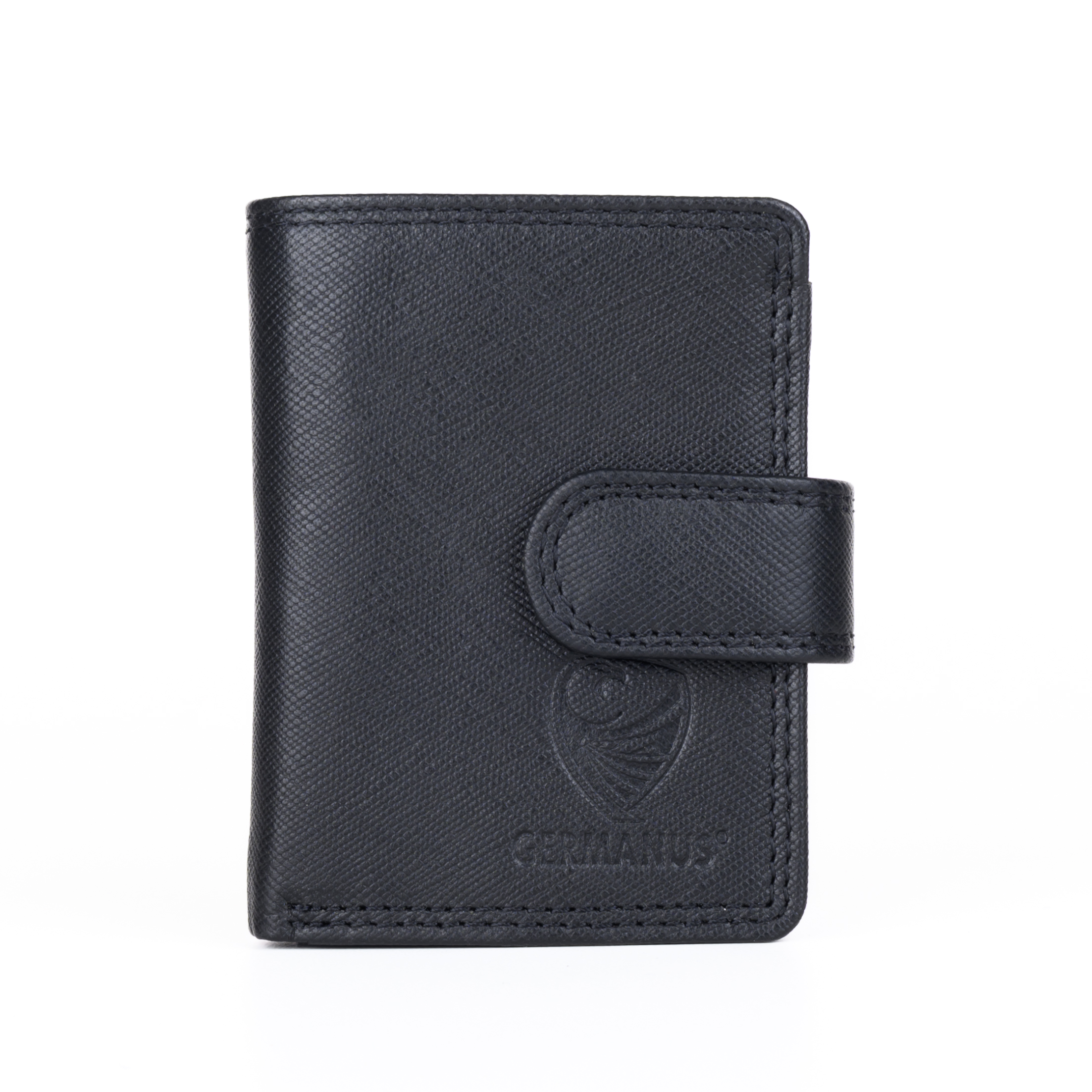 GERMANUS Geldbörse Metall Card Holder Halter mit Leder, 4007, schwarz