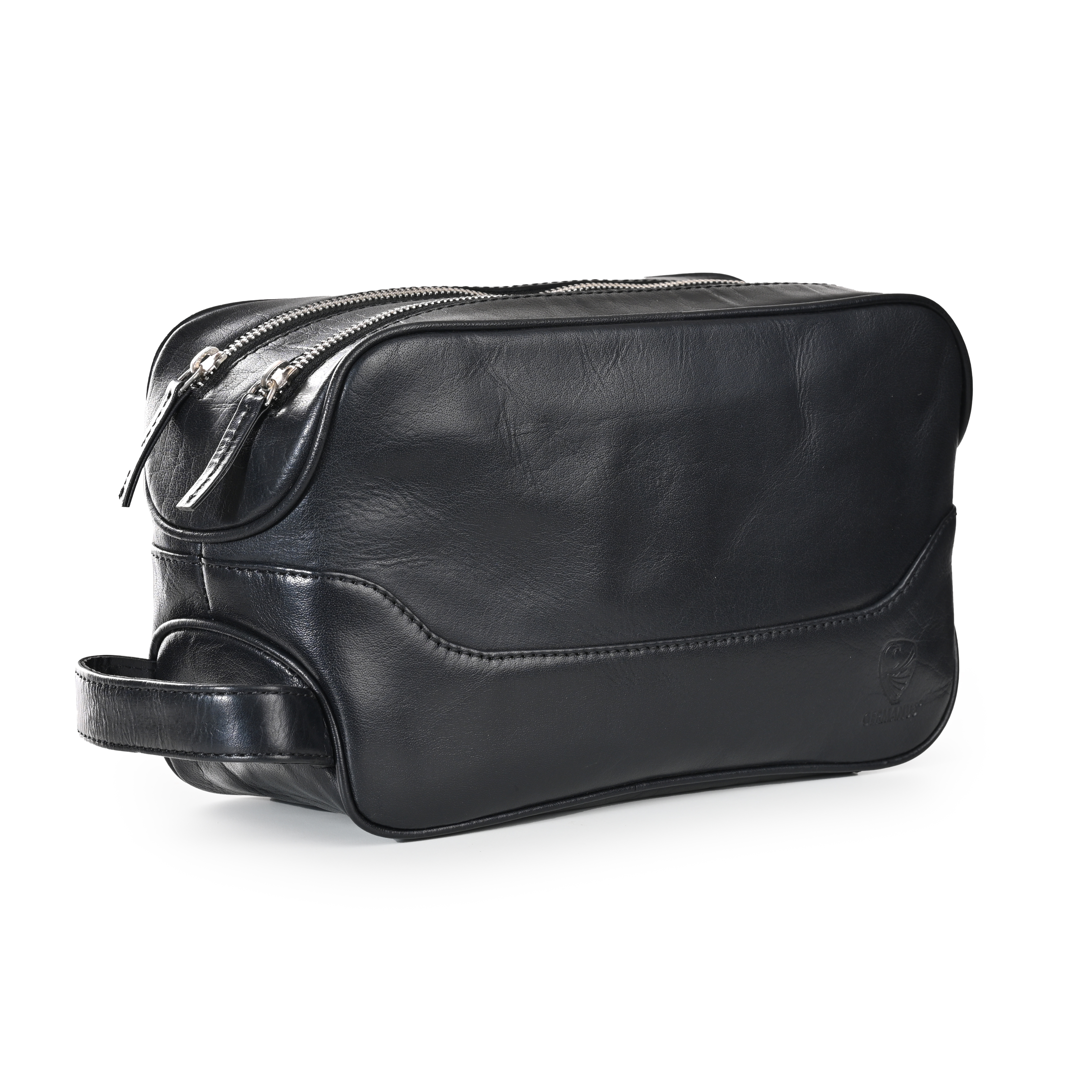 GERMANUS geräumige Kulturtasche "Andreas" aus Echtleder in schwarz