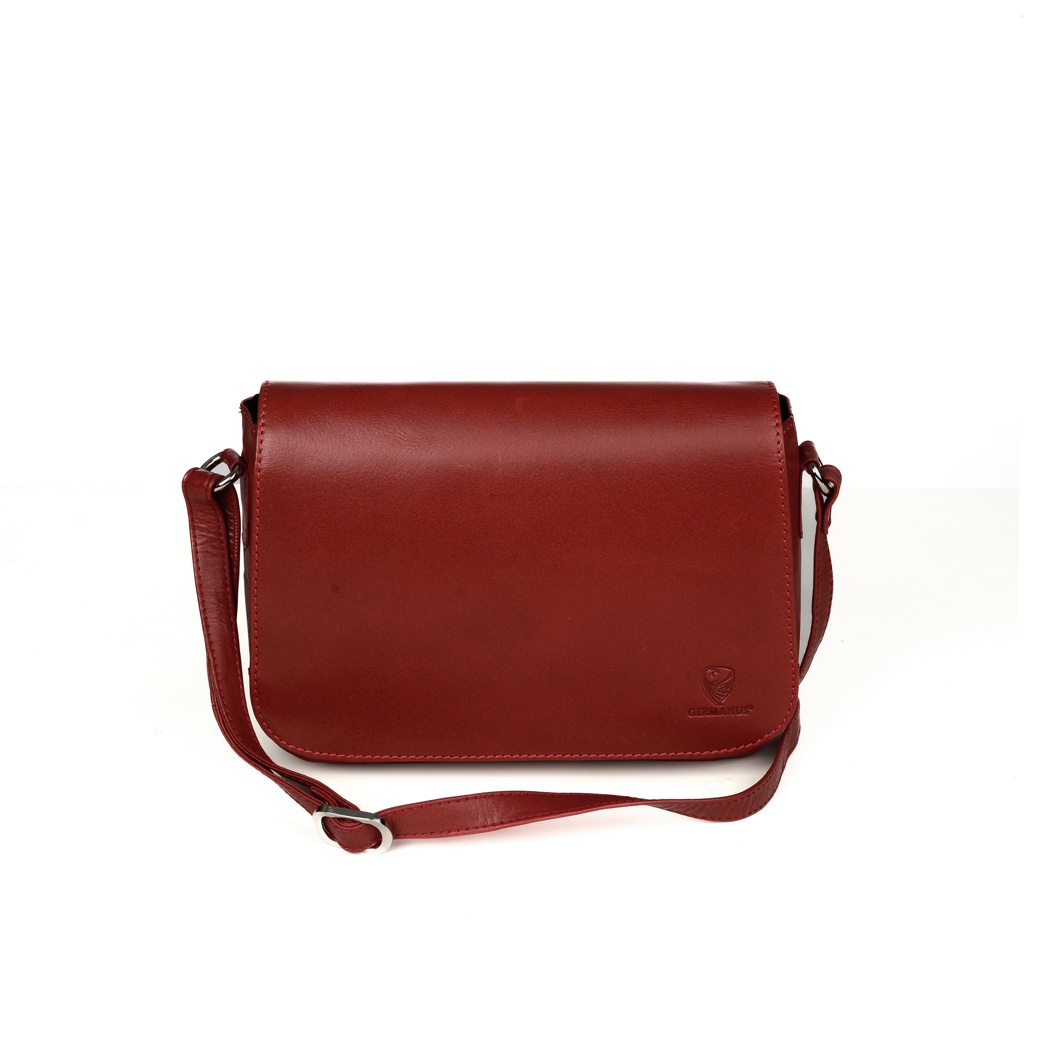 GERMANUS Damen Handtasche Umhängetasche Anna aus Echtleder, Rot