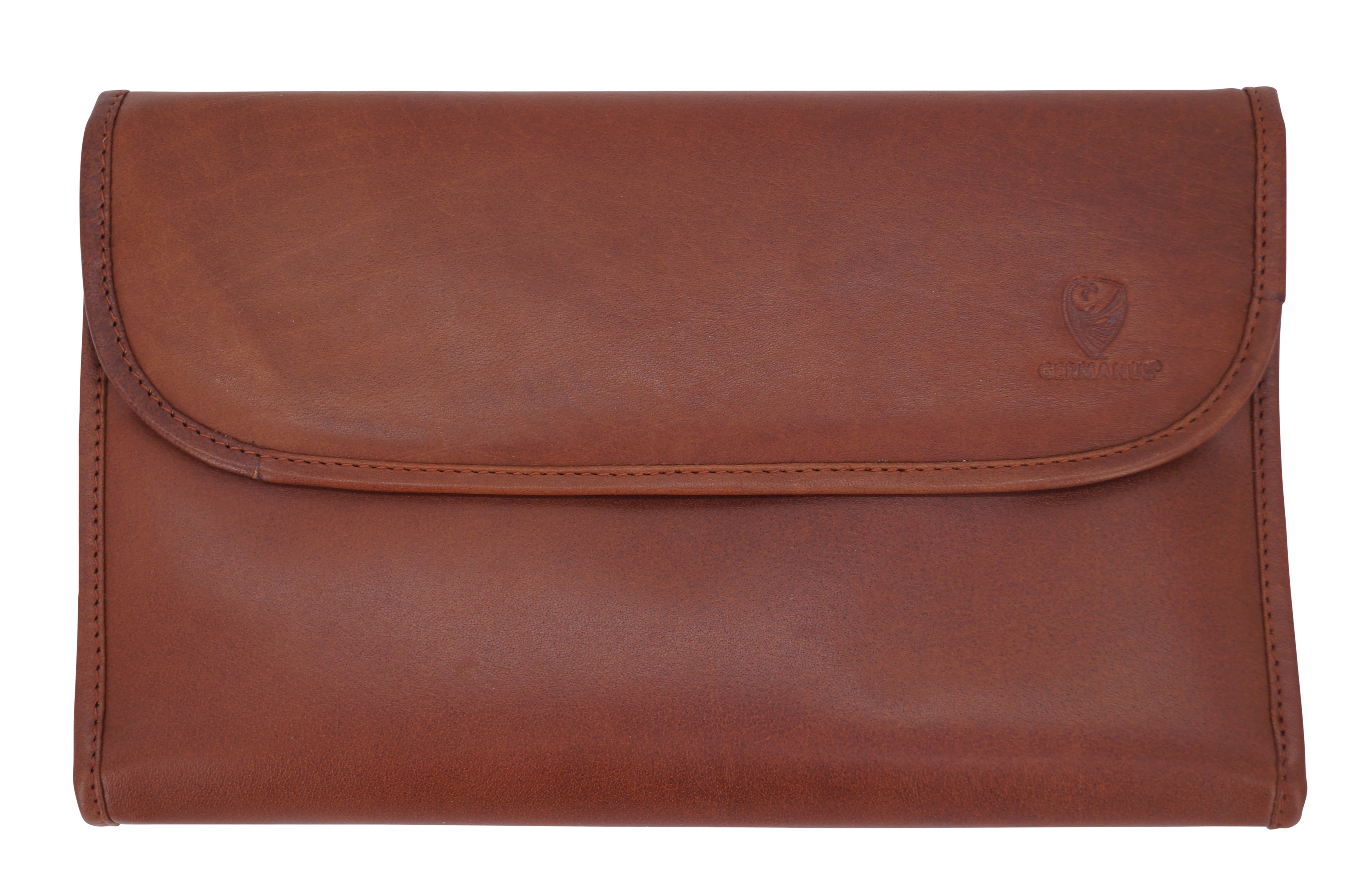 GERMANUS Kosmetiktasche Tomke Kulturbeutel Make-up Tasche, Leder, braun