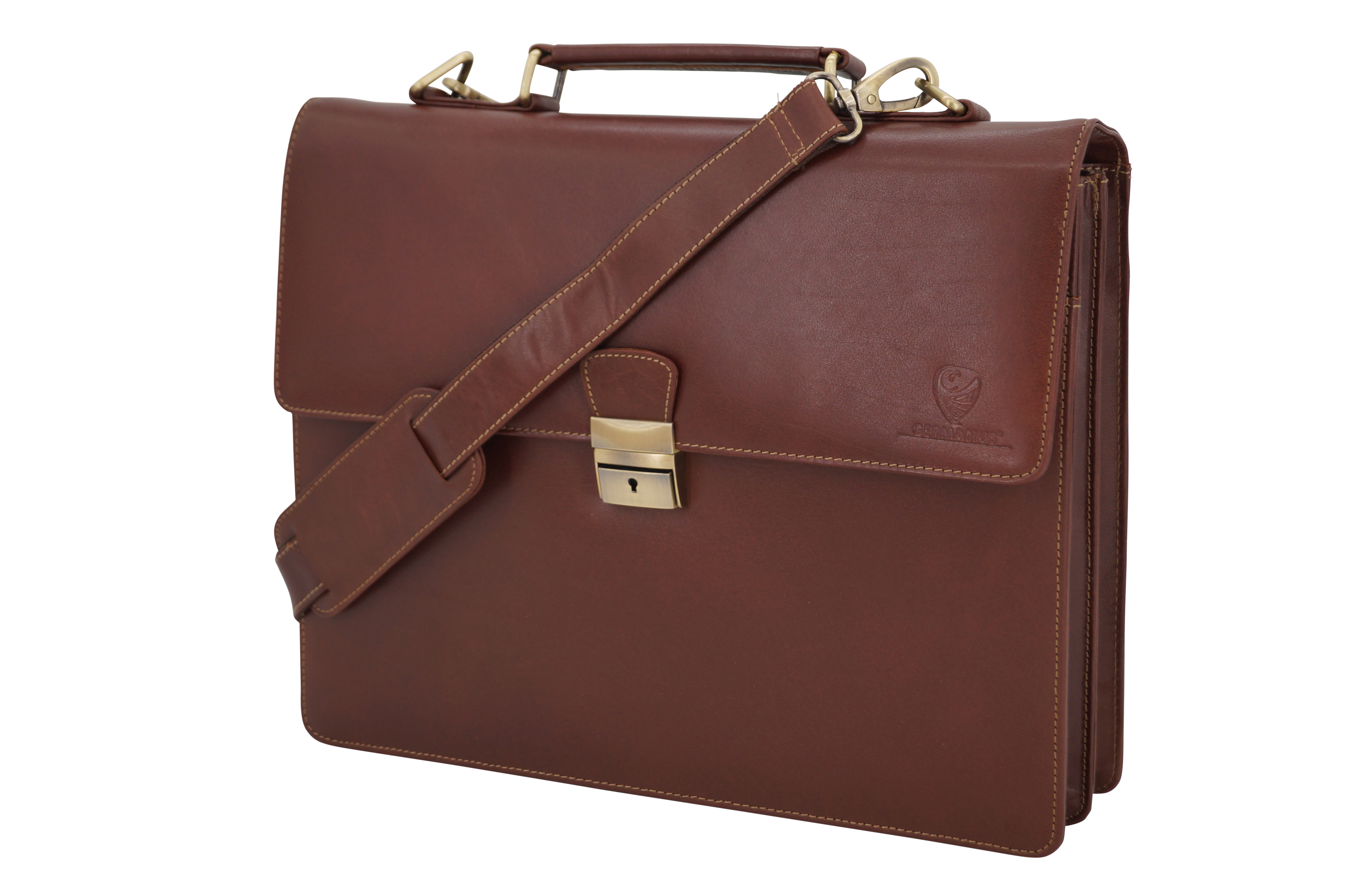 GERMANUS Aktentasche Gabriel aus Leder, Dunkelbraun