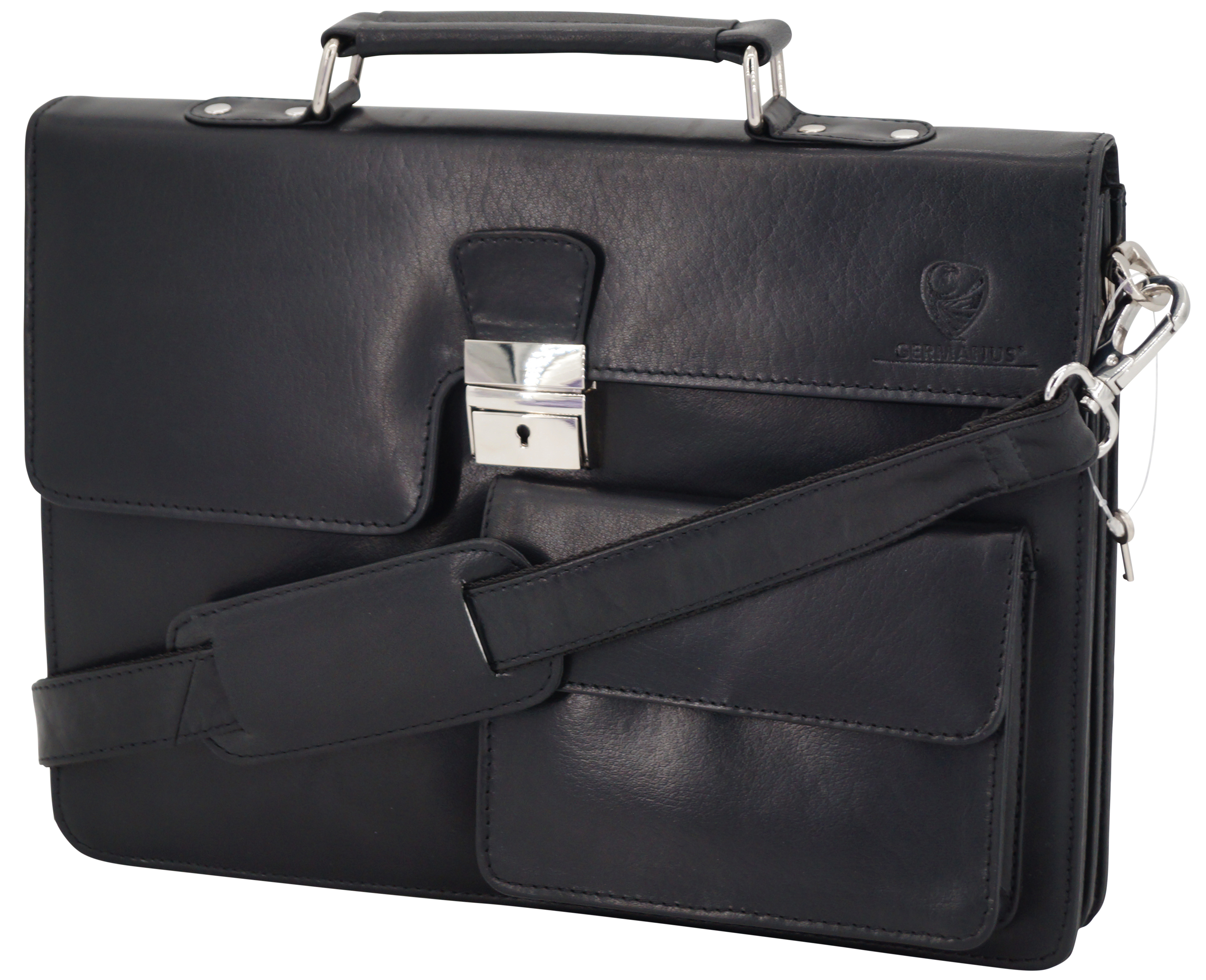 GERMANUS Aktentasche Hans aus Leder, Schwarz