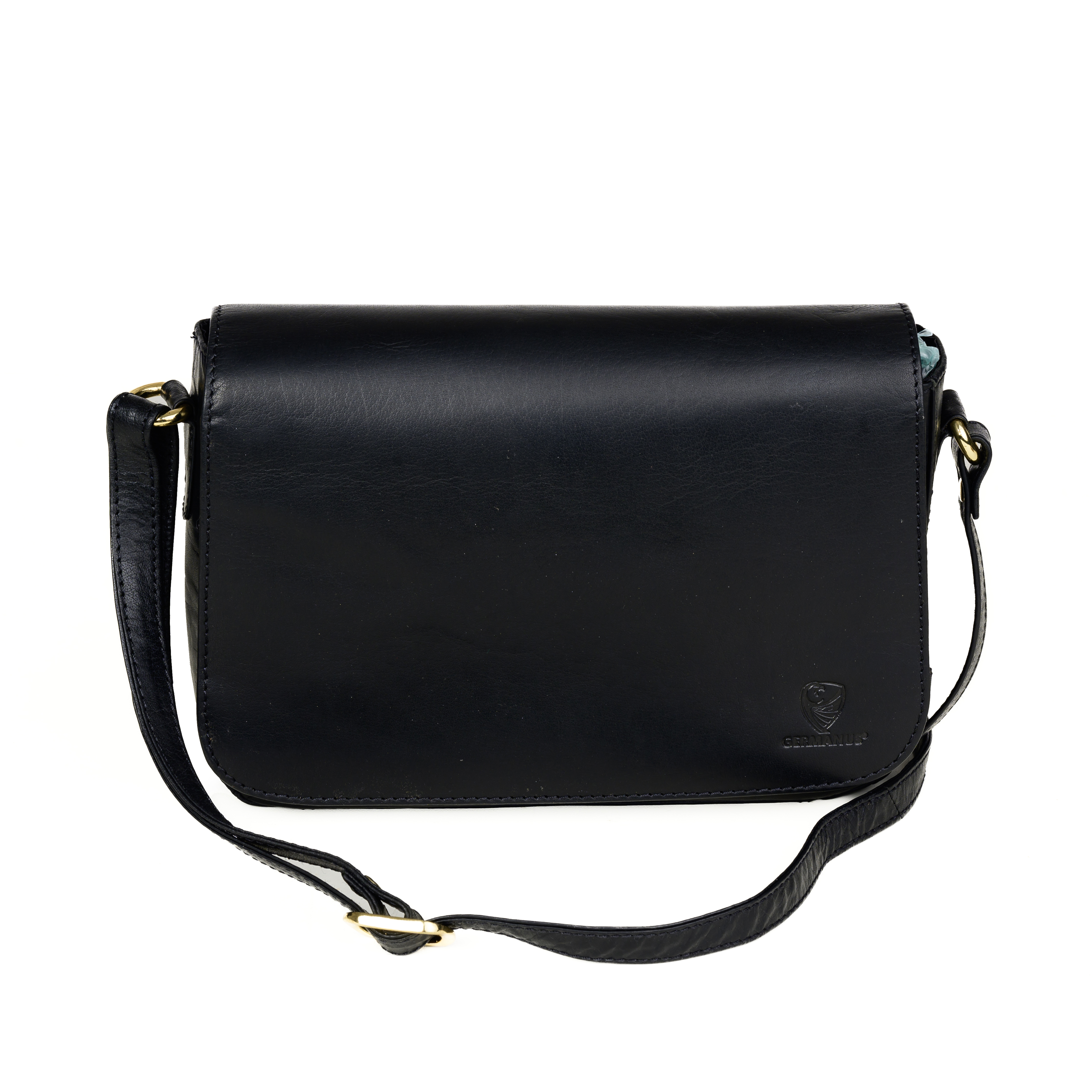 GERMANUS Damen Handtasche Umhängetasche Anna aus Echtleder, Schwarz