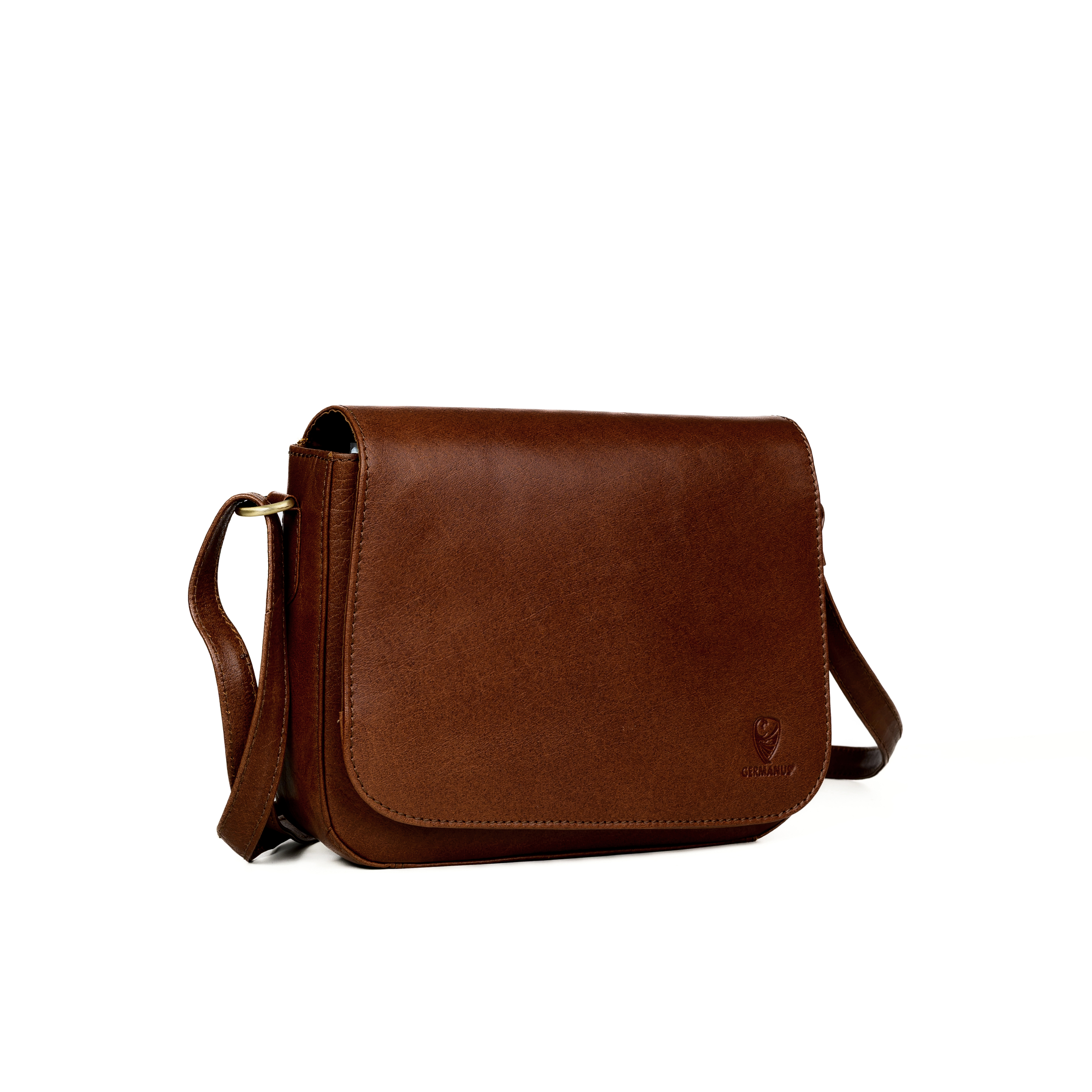 GERMANUS Damen Handtasche Umhängetasche Anna aus Echtleder, braun