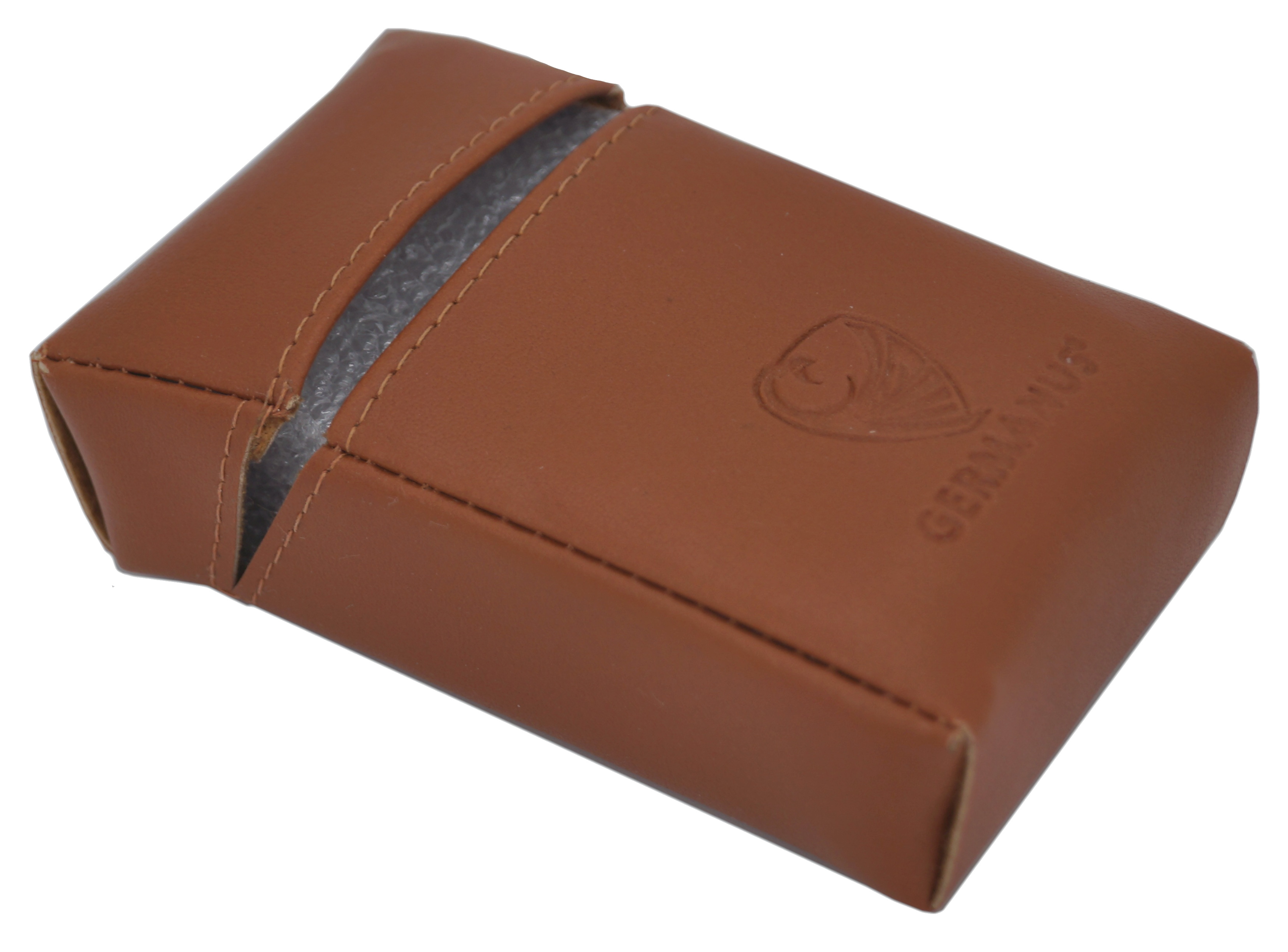 GERMANUS Visitenkartenetui - Europäische Handarbeit, Made in EU, Lederfrei braun