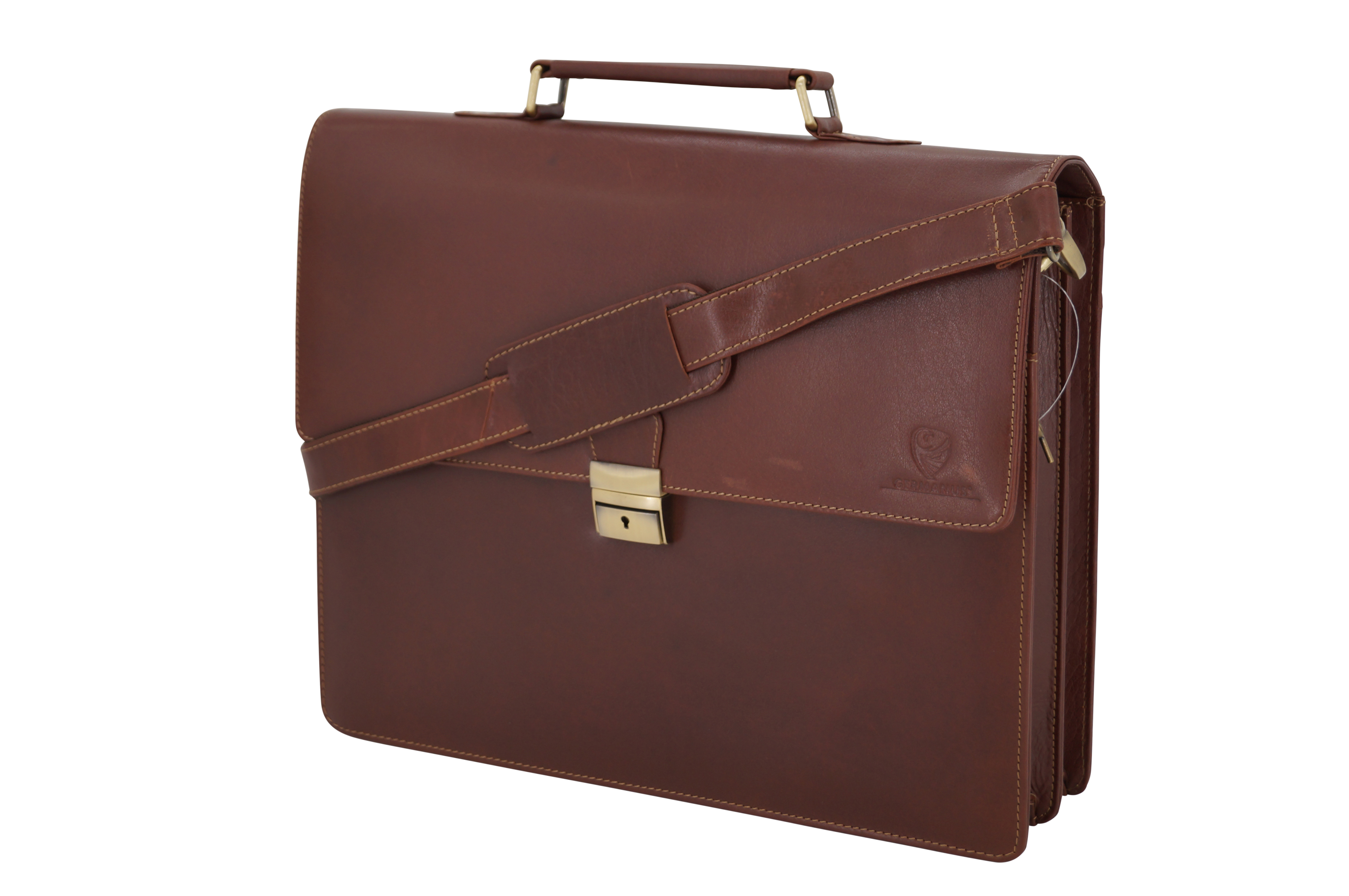 GERMANUS Aktentasche David aus Leder, Dunkelbraun