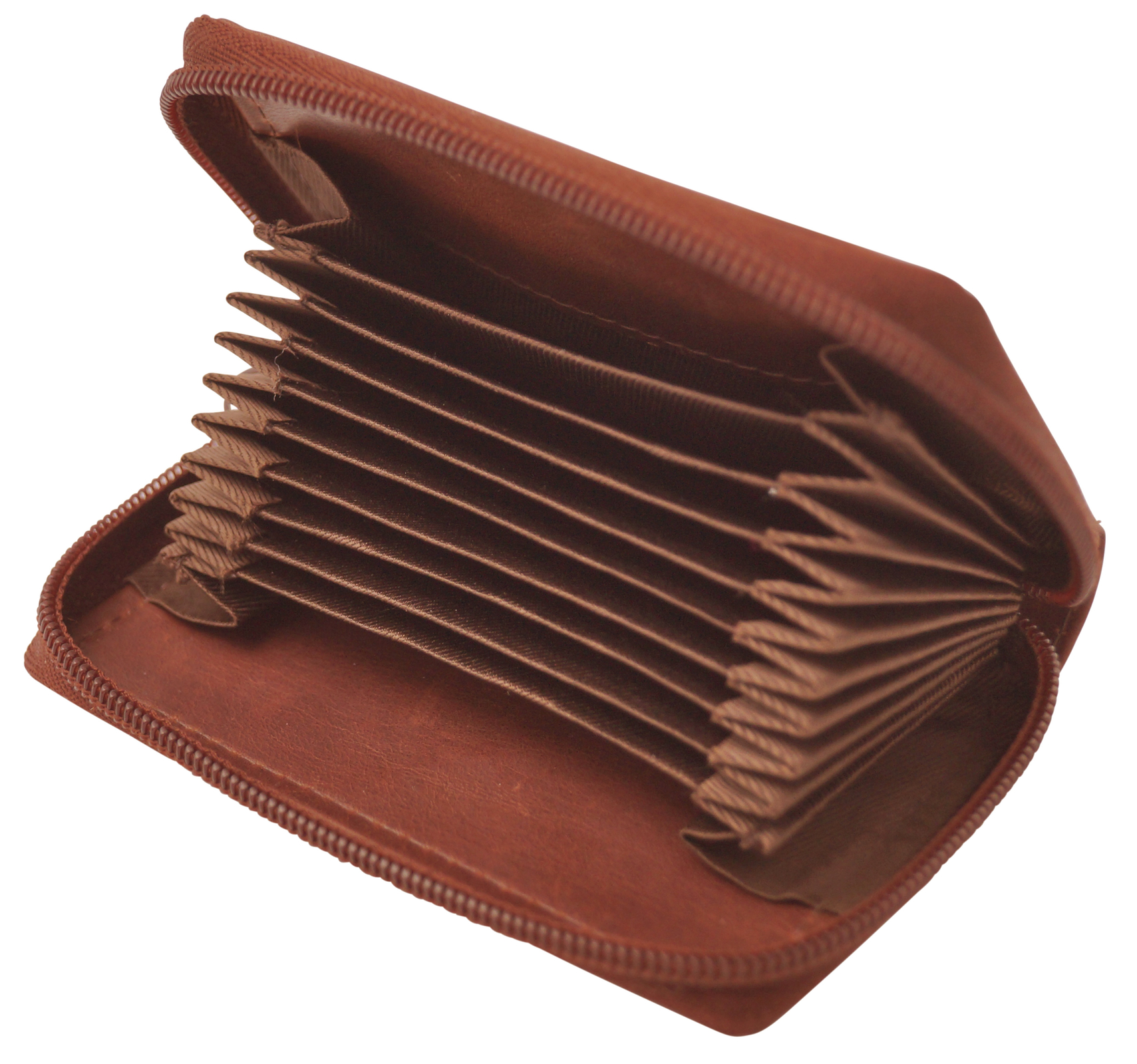 GERMANUS Kreditkartenetui Zip - Made in EU - Leder Etui für Kreditkarten und Visitenkarten, hellbraun