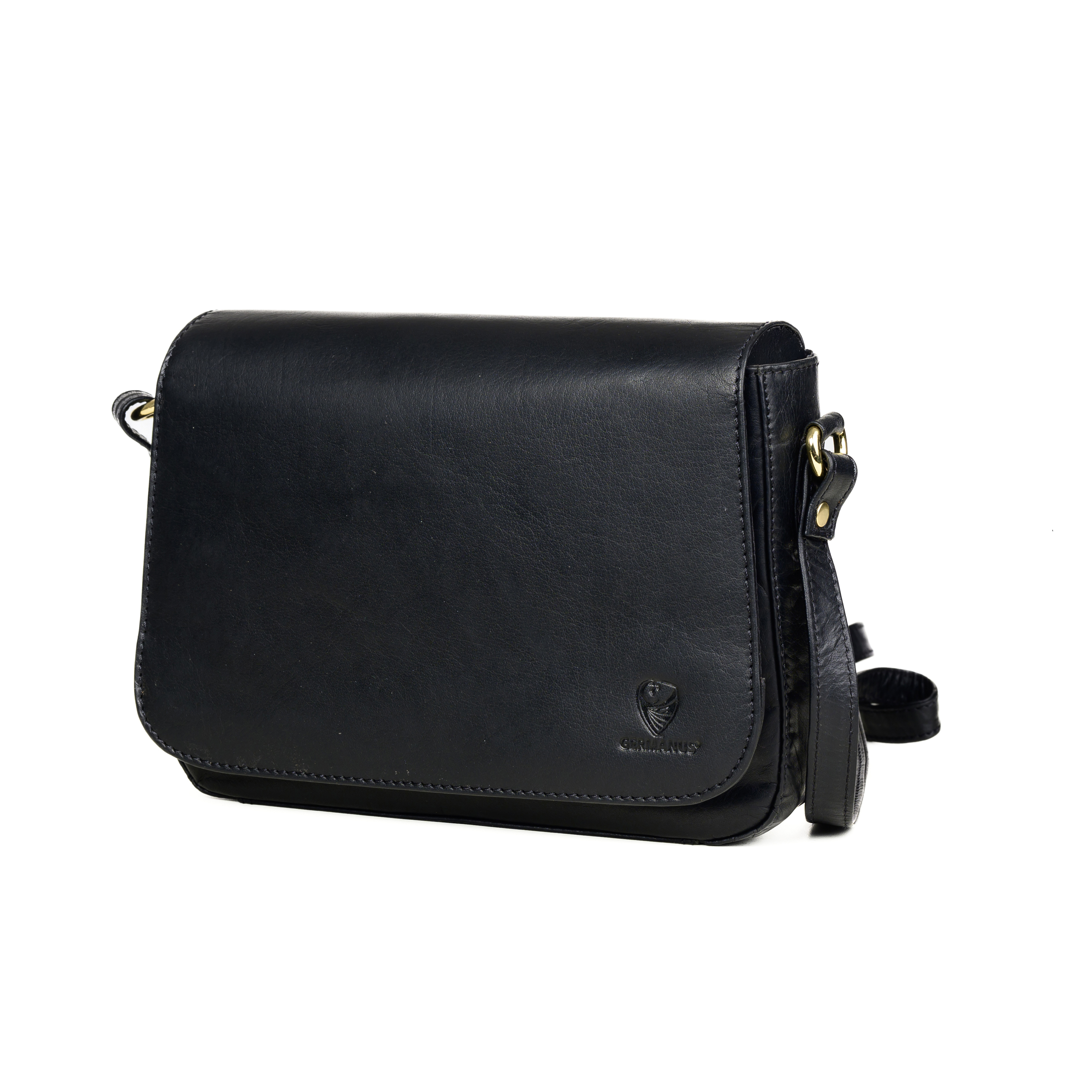 GERMANUS Damen Handtasche Umhängetasche Anna aus Echtleder, Schwarz
