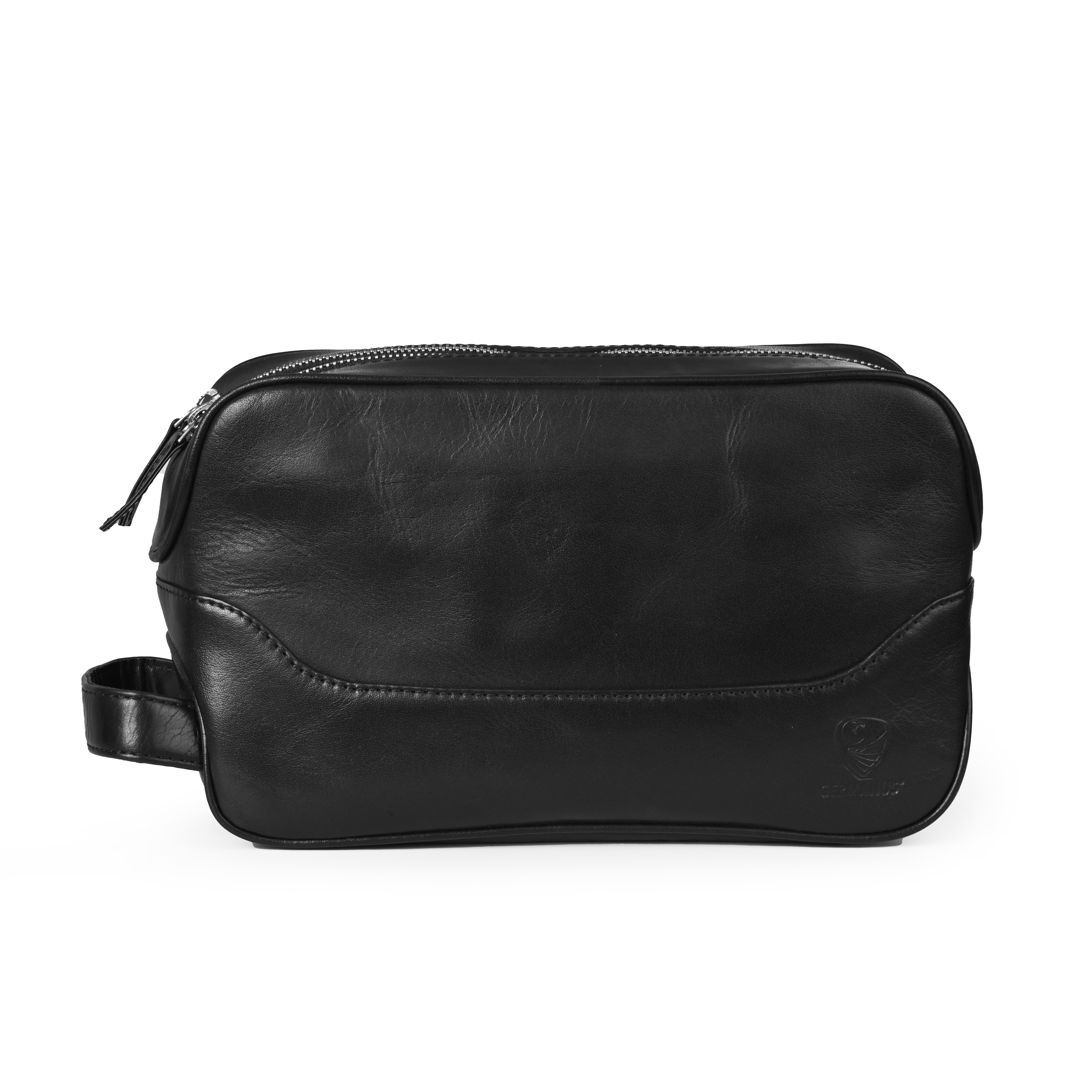 GERMANUS geräumige Kulturtasche "Andreas" aus Echtleder in schwarz