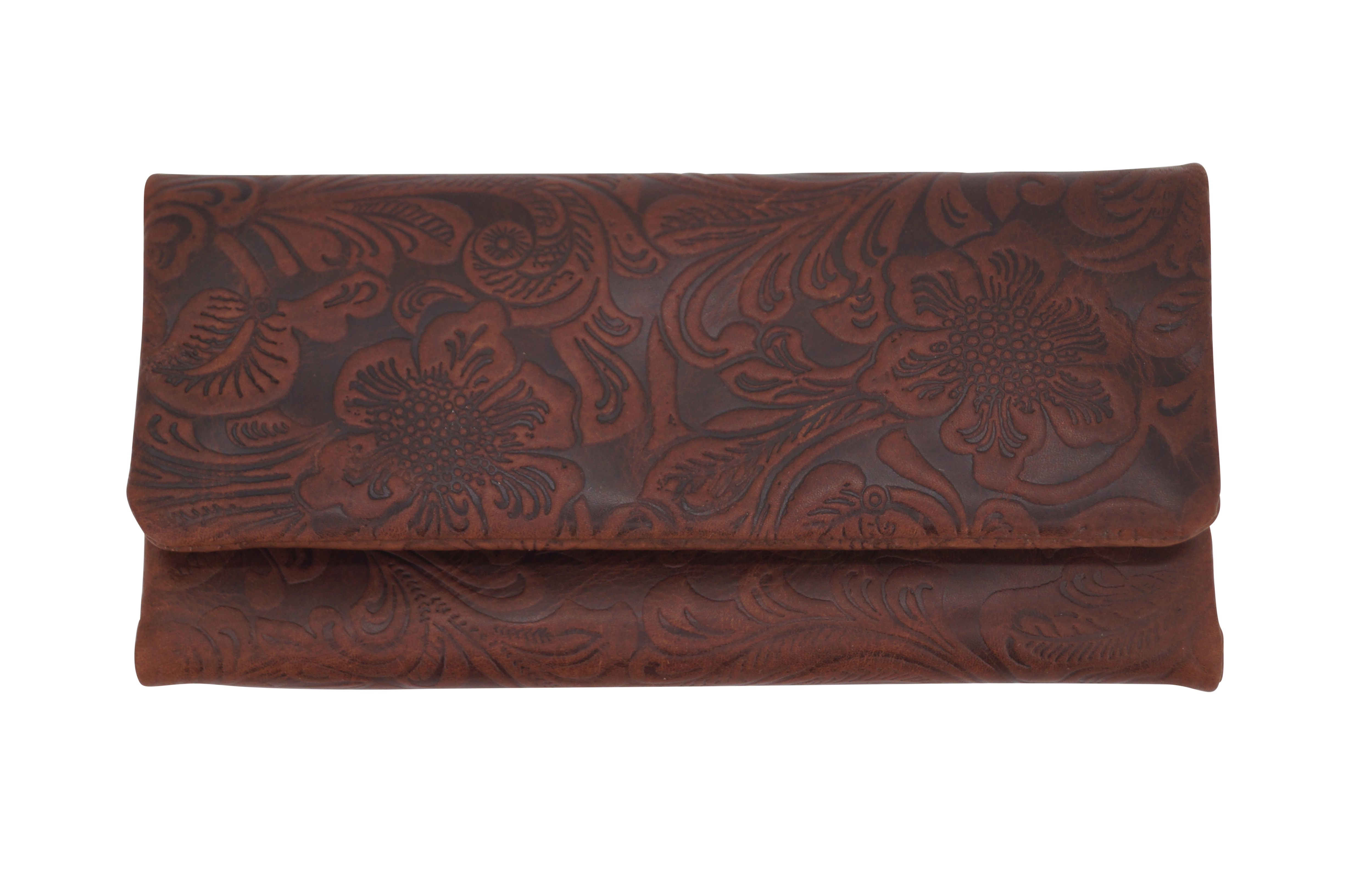 GERMANUS Tabaktasche CosaRara - Dunkelbraun "Flower"