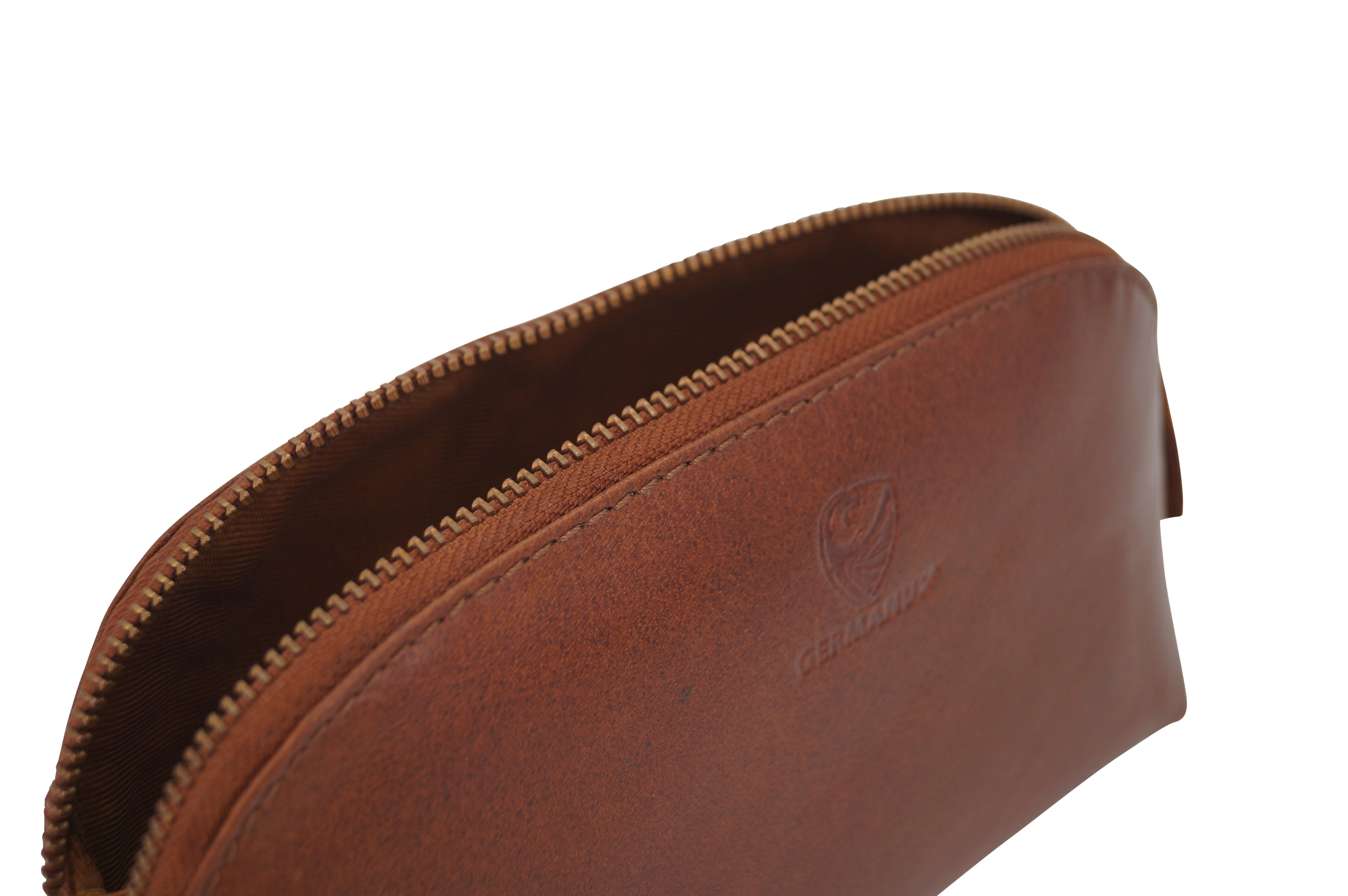 GERMANUS Kosmetiktasche Helge aus echtem Leder, Kulturbeutel, Waschtasche, Schminktasche, Clutch