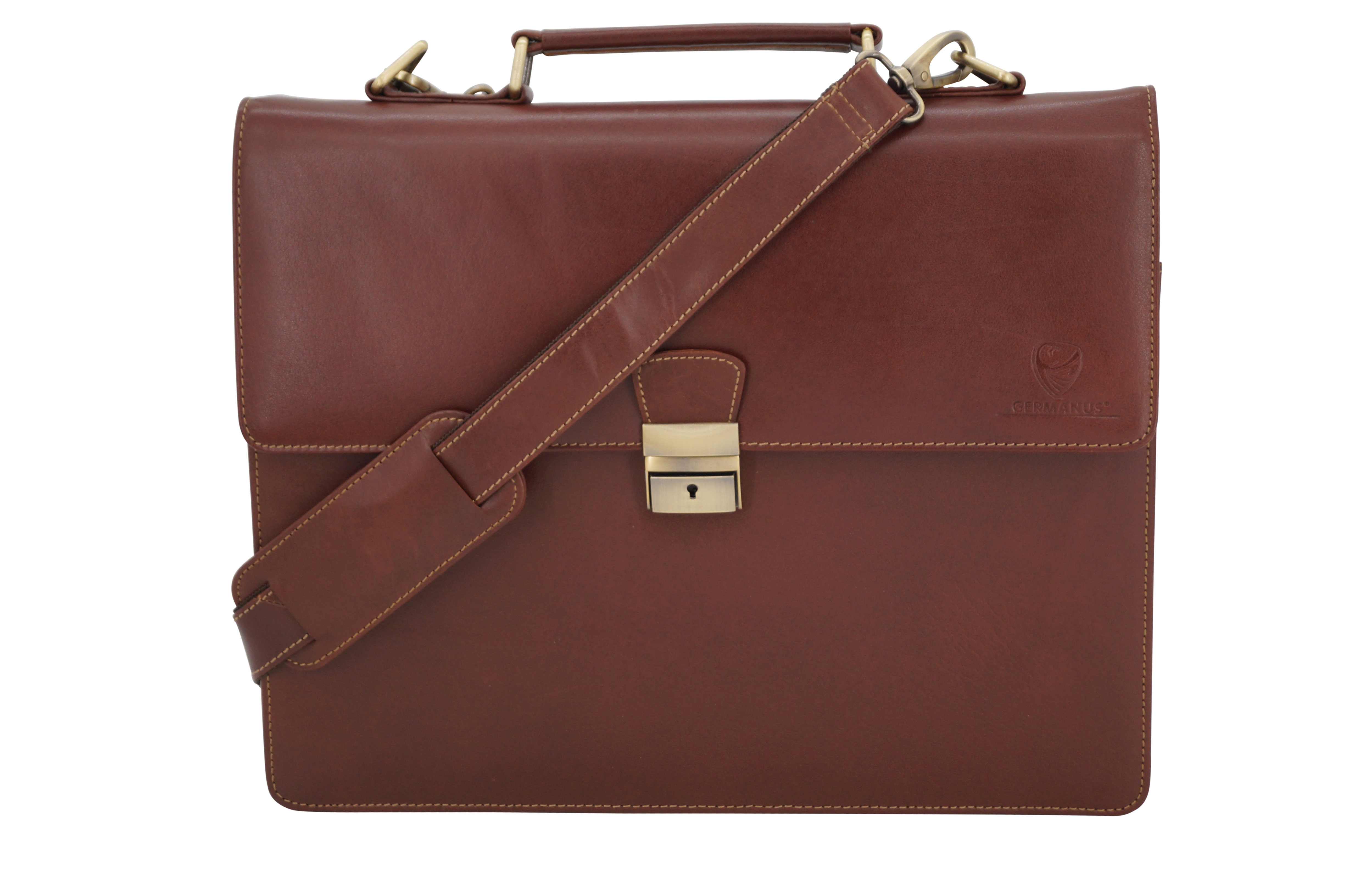 GERMANUS Aktentasche Gabriel aus Leder, Dunkelbraun