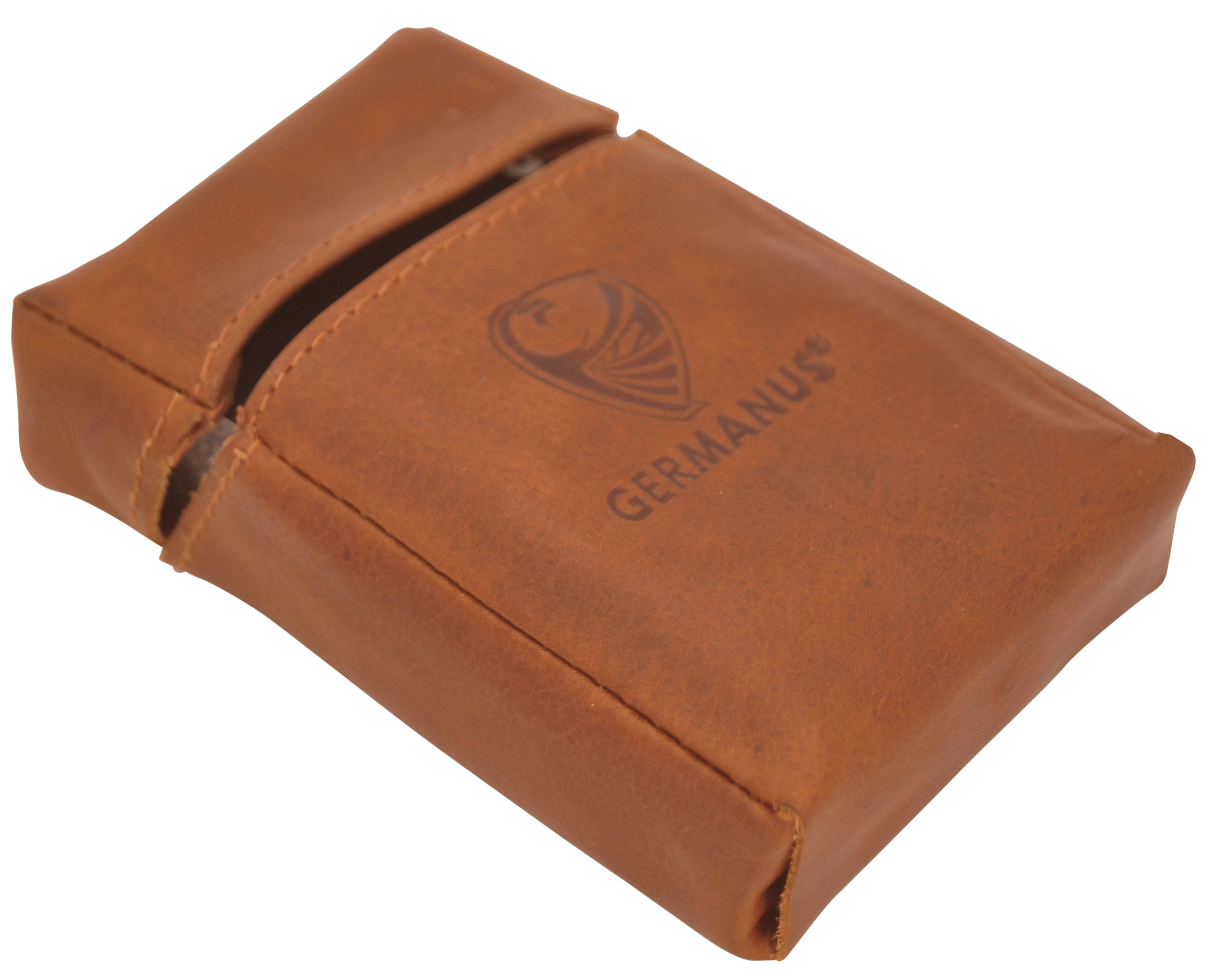 GERMANUS Visitenkartenetui - Europäische Handarbeit, Made in EU, Lederfrei braun