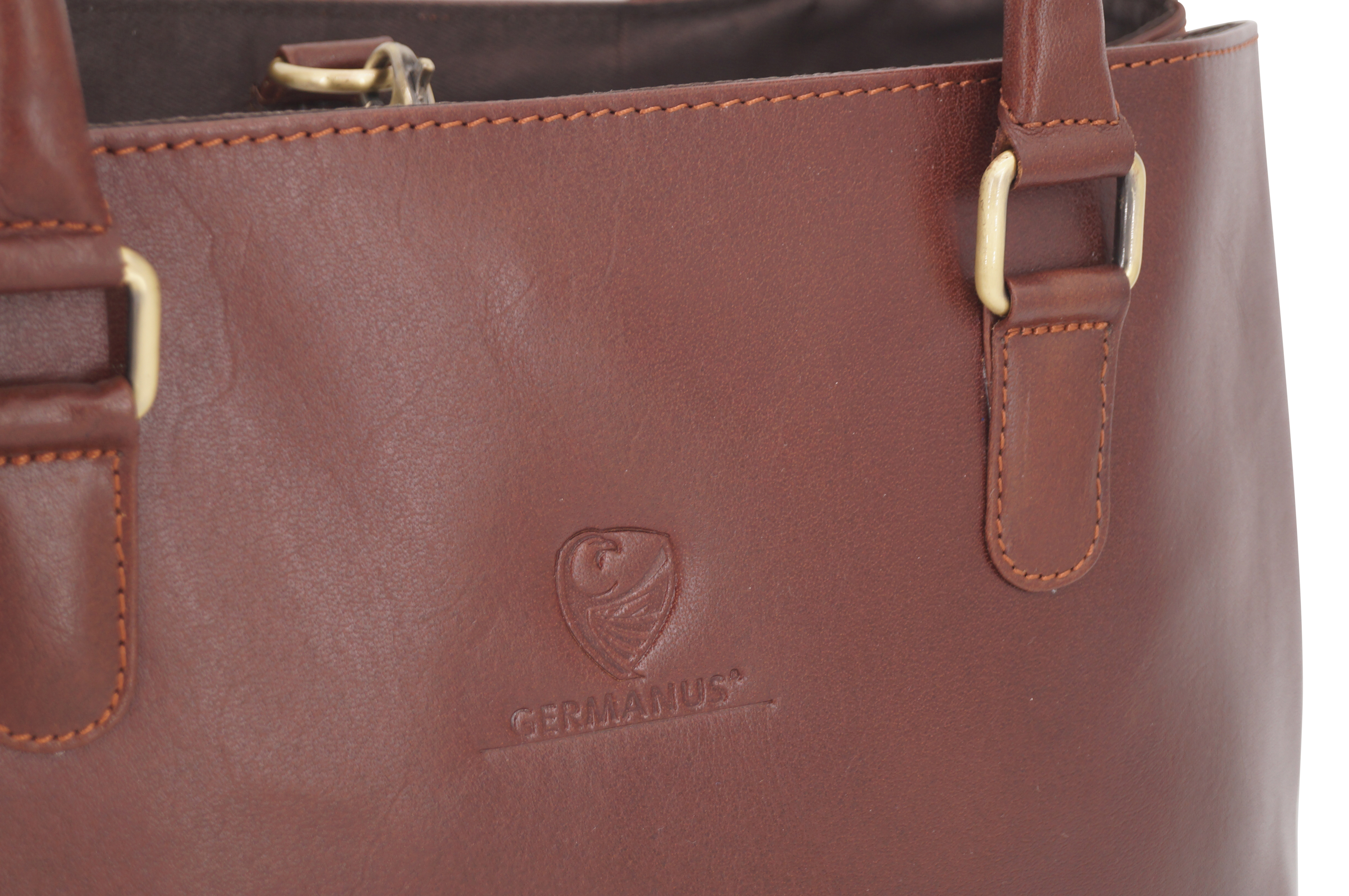 GERMANUS Damenhandtasche Lilly aus Echtleder in dunkelbraun