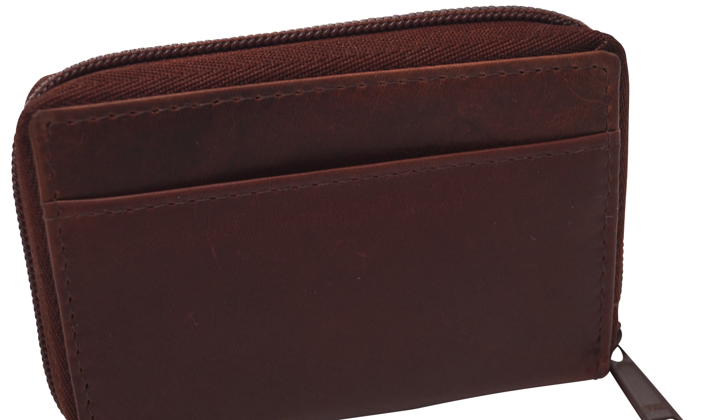 GERMANUS Kreditkartenetui Zip - Made in EU - Leder Etui für Kreditkarten und Visitenkarten, braun