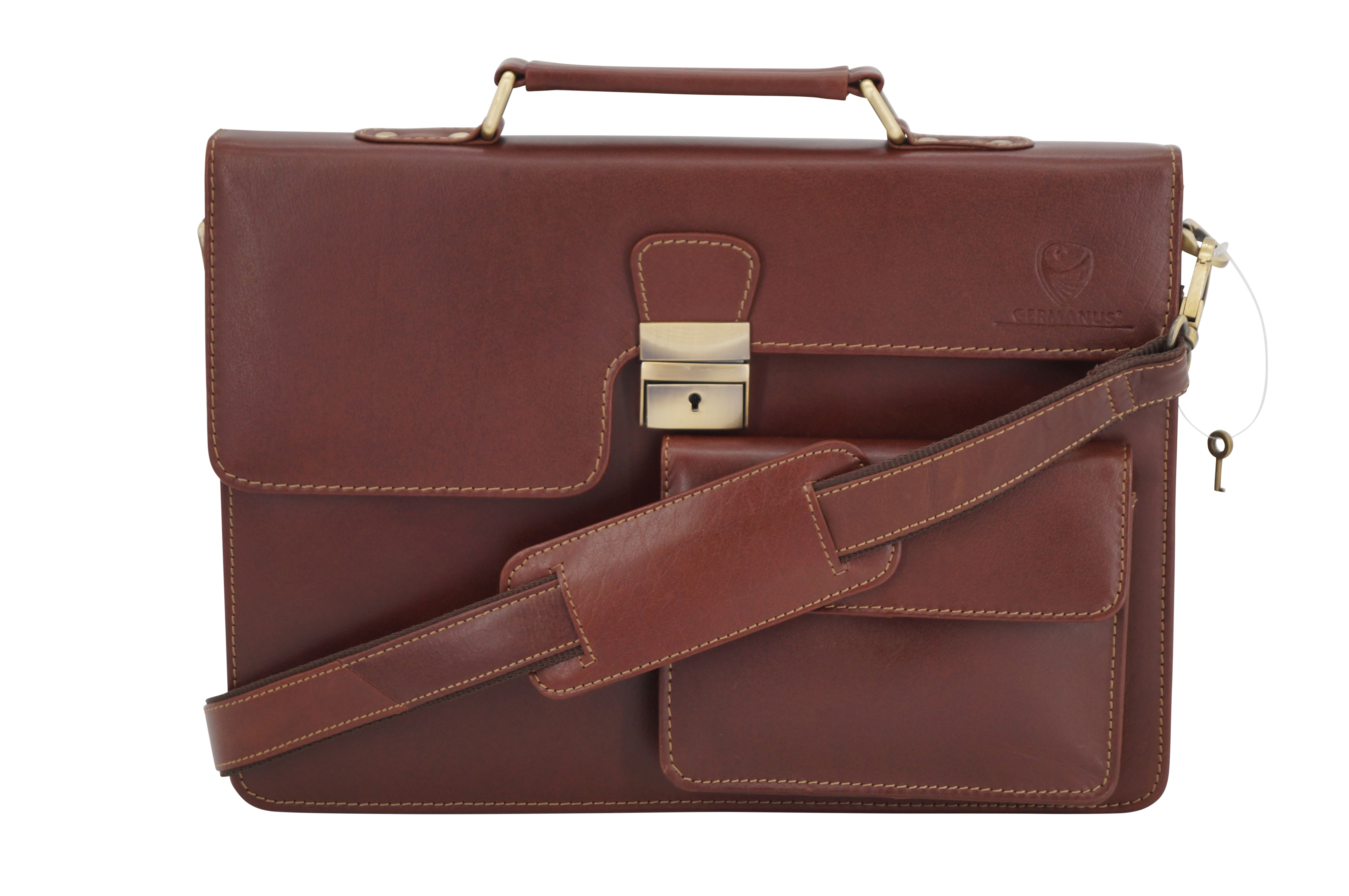 GERMANUS Aktentasche Hans aus Leder, Dunkelbraun