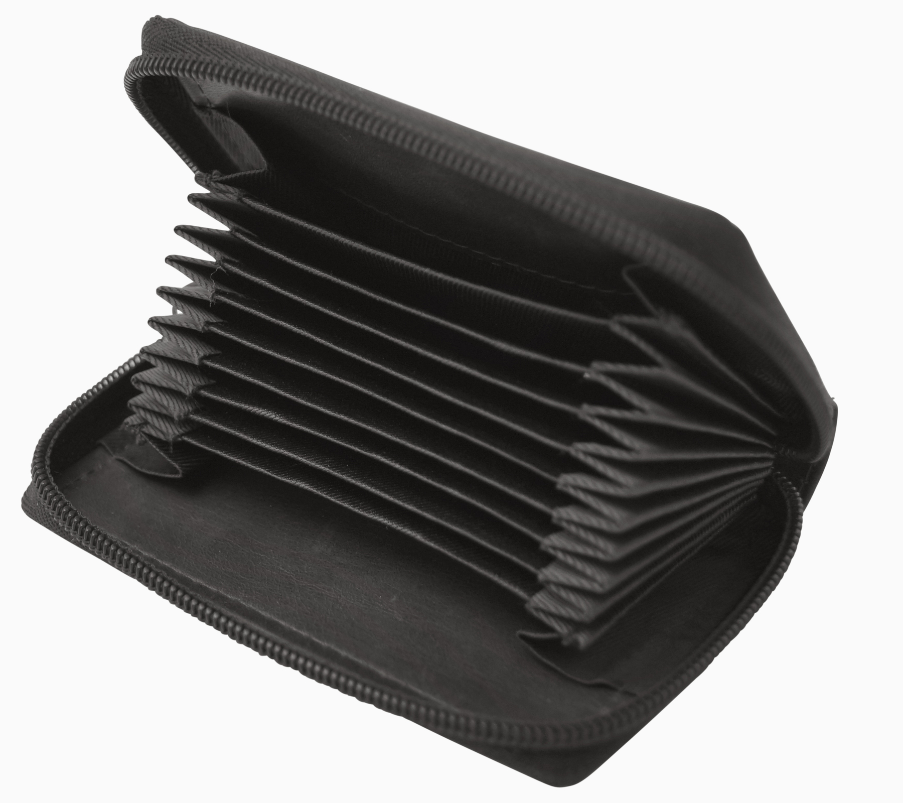 GERMANUS Kreditkartenetui Zip - Made in EU - Leder Etui für Kreditkarten und Visitenkarten, Schwarz