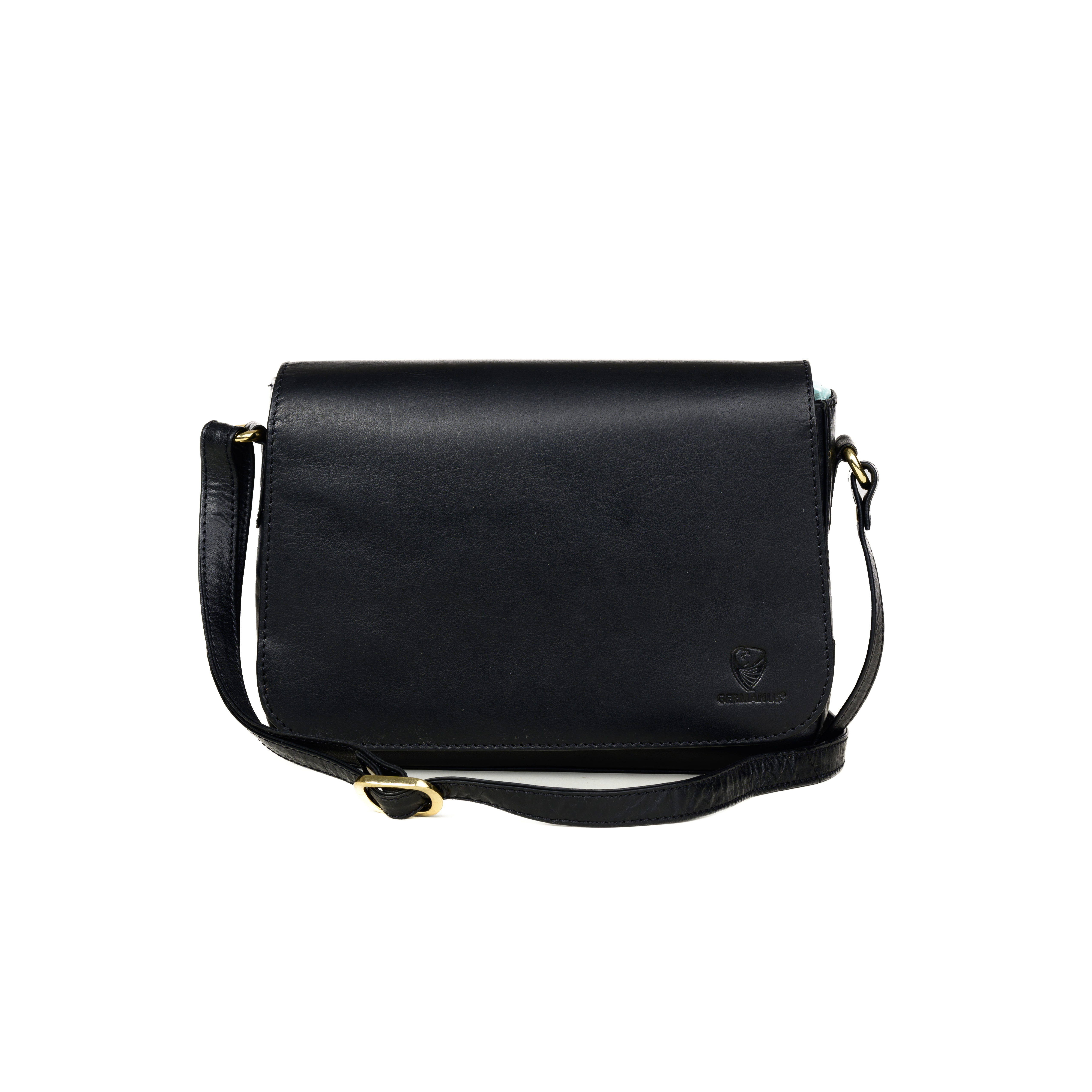 GERMANUS Damen Handtasche Umhängetasche Anna aus Echtleder, Schwarz