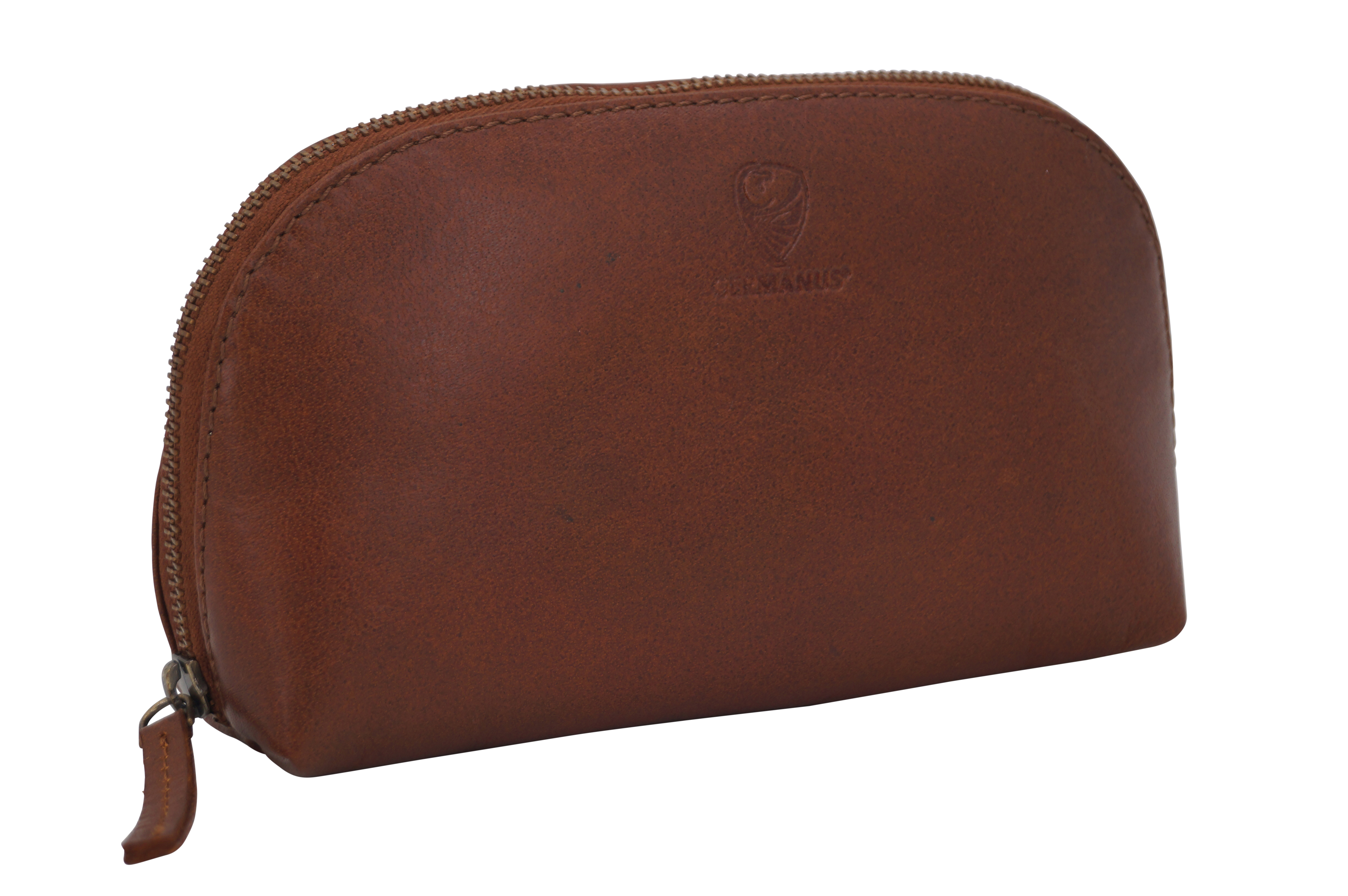 GERMANUS Kosmetiktasche Helge aus echtem Leder, Kulturbeutel, Waschtasche, Schminktasche, Clutch