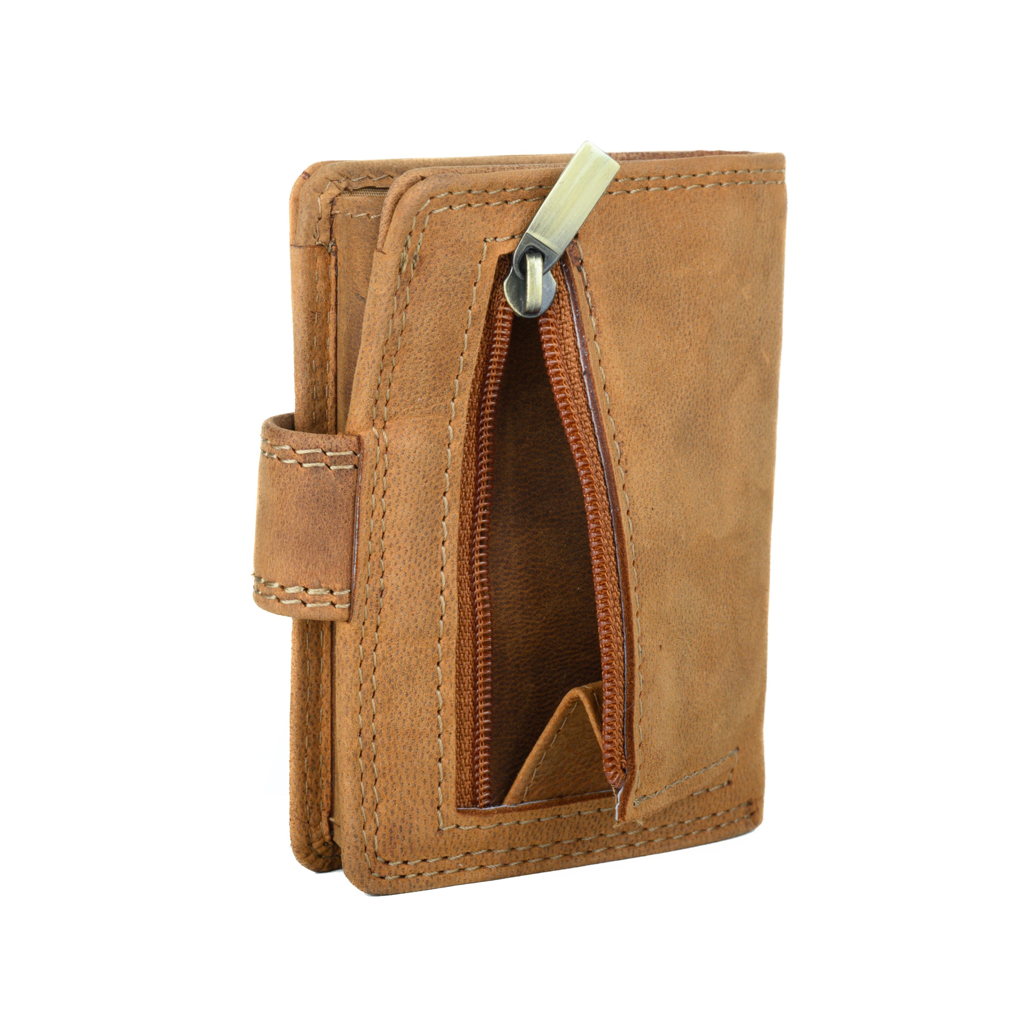 GERMANUS Geldbörse Metall Card Holder Halter mit Leder, 4007, braun