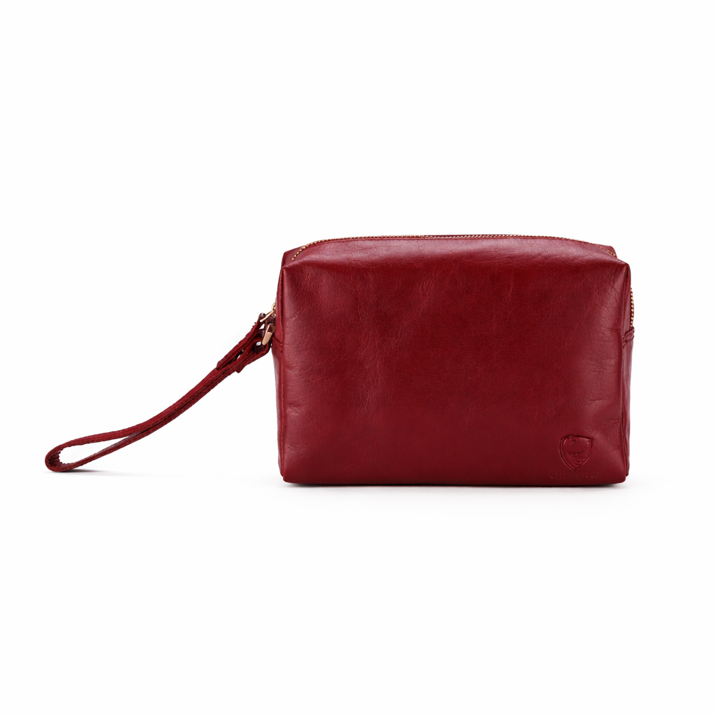 GERMANUS Kulturtasche Kosmetiktasche Rolf aus echtem Leder, Kulturbeutel, Waschtasche, Schminktasche, Clutch