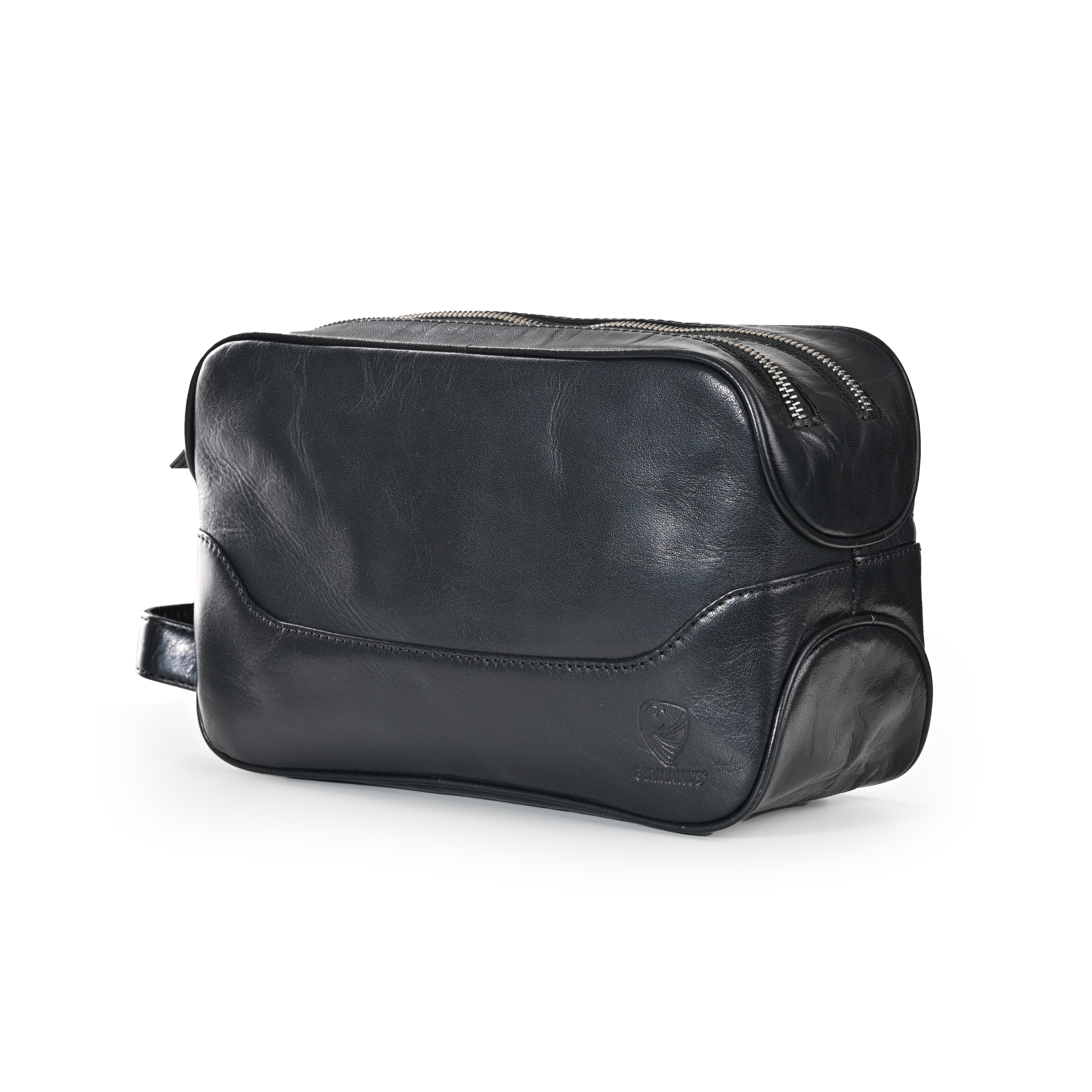 GERMANUS geräumige Kulturtasche "Andreas" aus Echtleder in schwarz