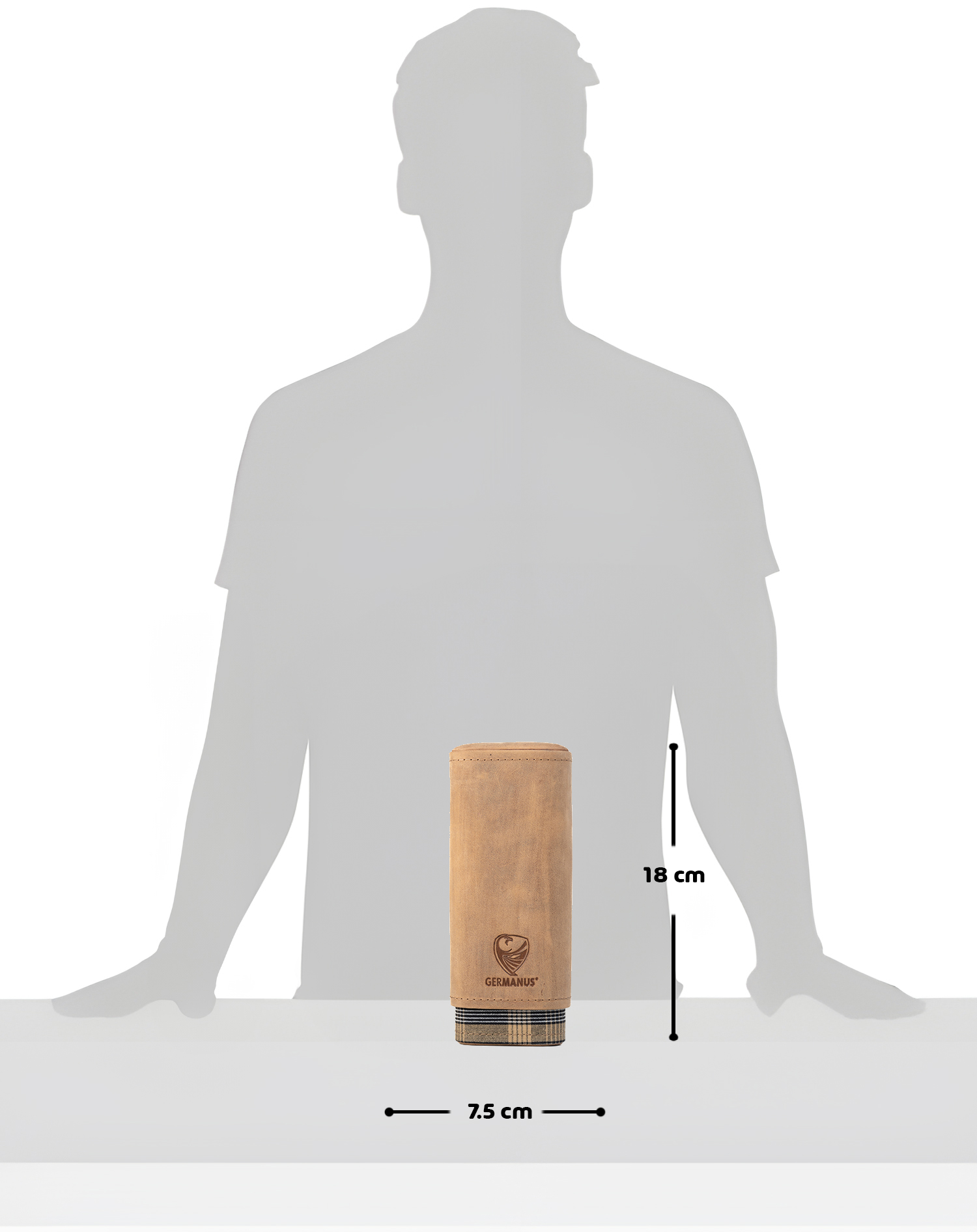 GERMANUS Brillenetui aus Echtleder, innen Holz, teleskopisch, braun