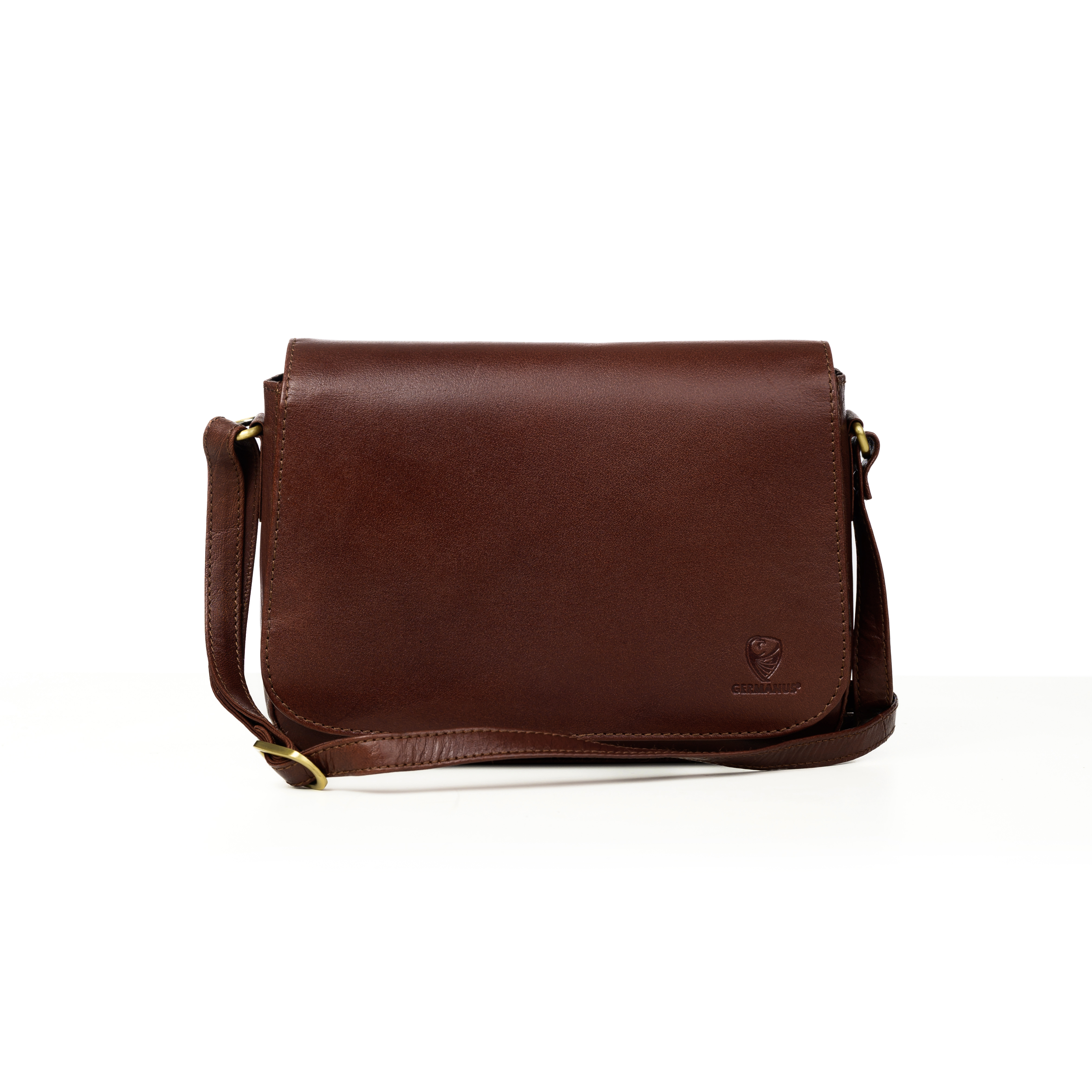 GERMANUS Damen Handtasche Umhängetasche Anna aus Echtleder, Dunkelbraun