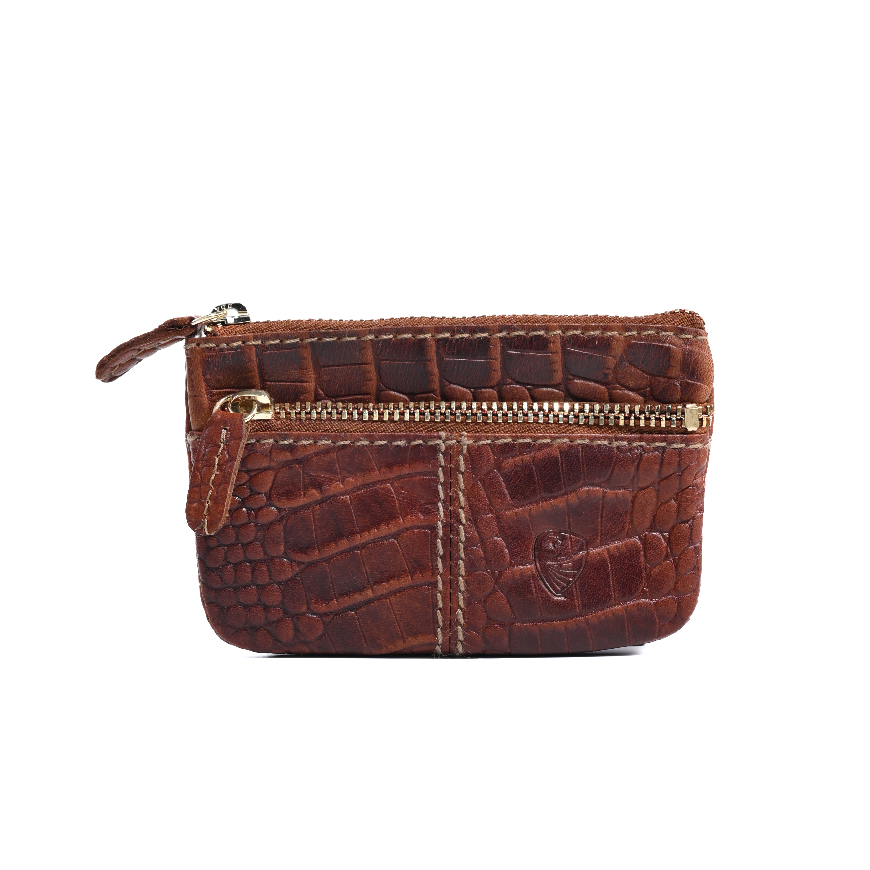 GERMANUS Schlüsselmäppchen Braun Croco