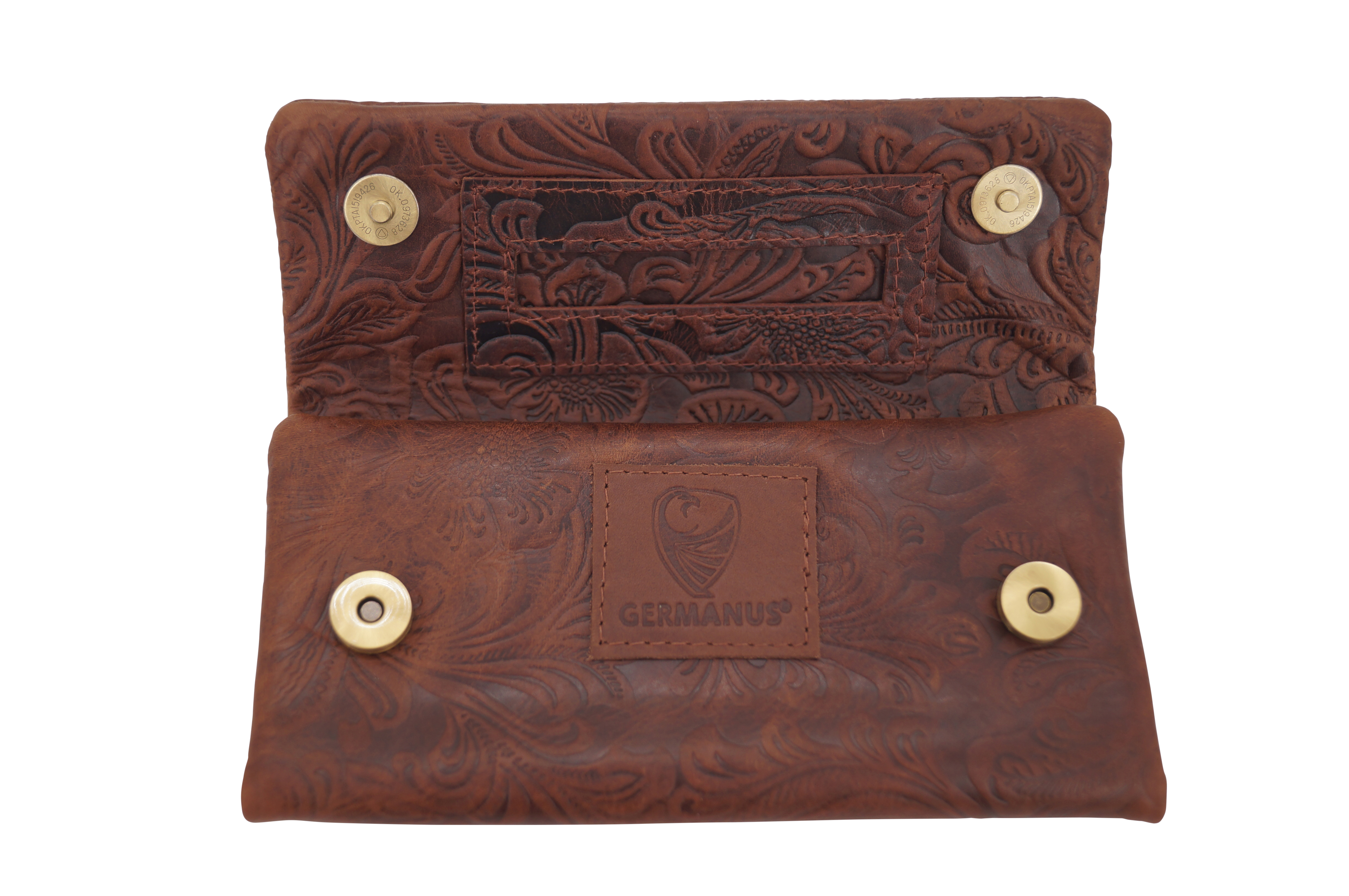 GERMANUS Tabaktasche CosaRara - Dunkelbraun "Flower"