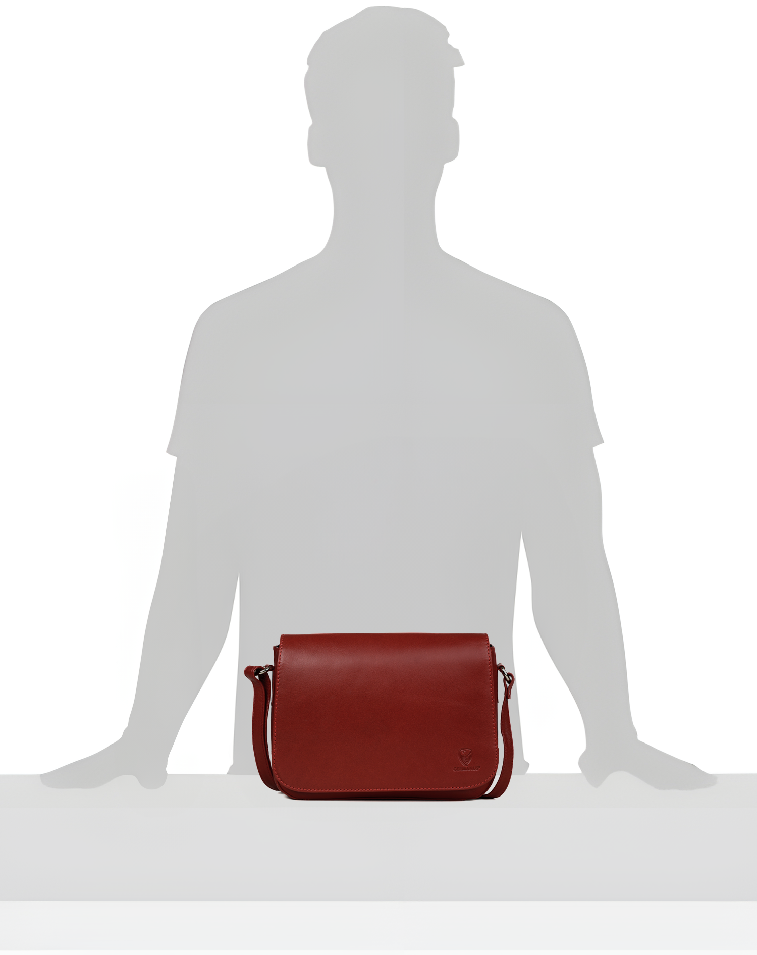 GERMANUS Damen Handtasche Umhängetasche Anna aus Echtleder, Rot