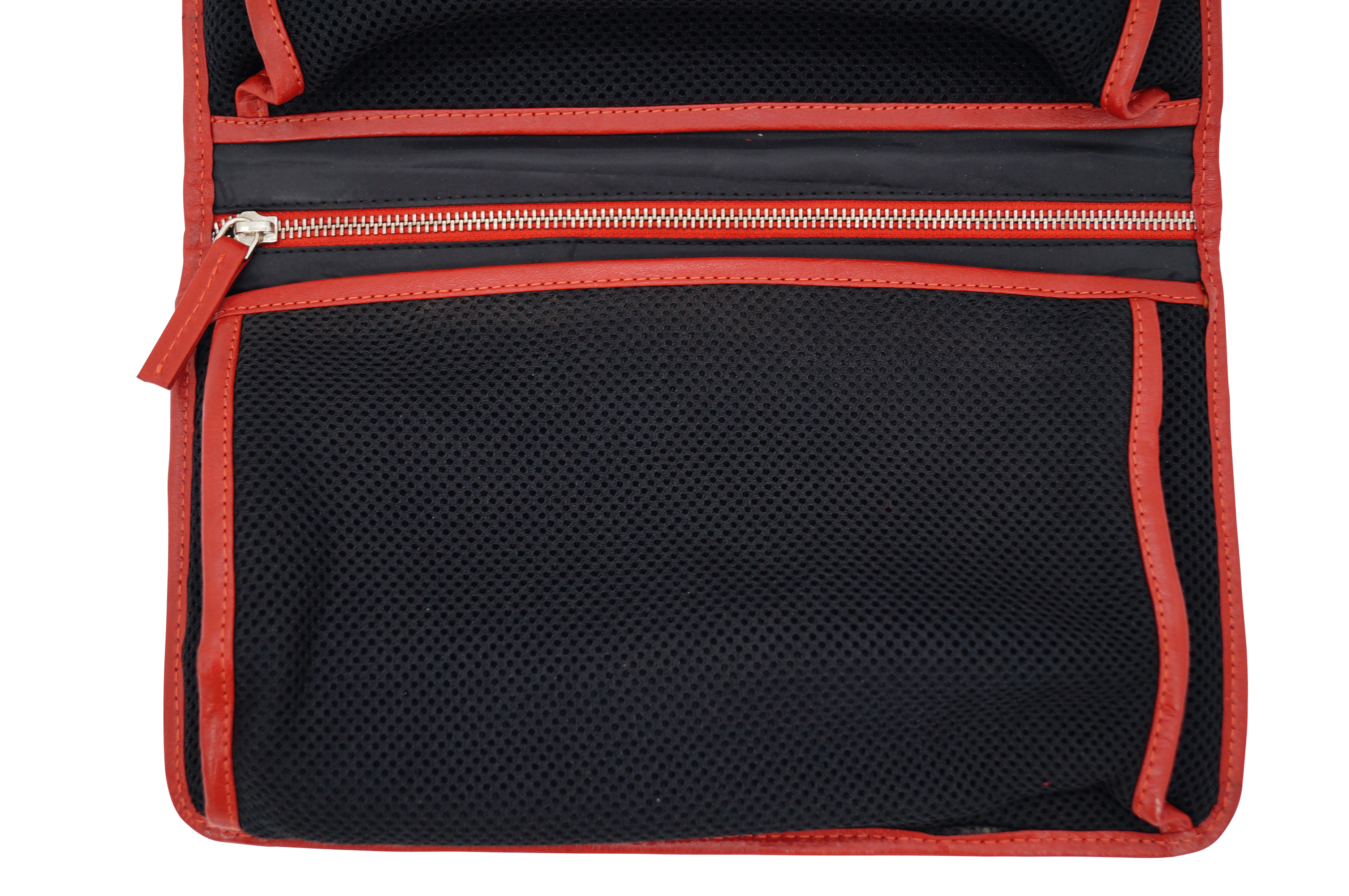 GERMANUS Kosmetiktasche Tomke Kulturbeutel Make-up Tasche, Leder, rot