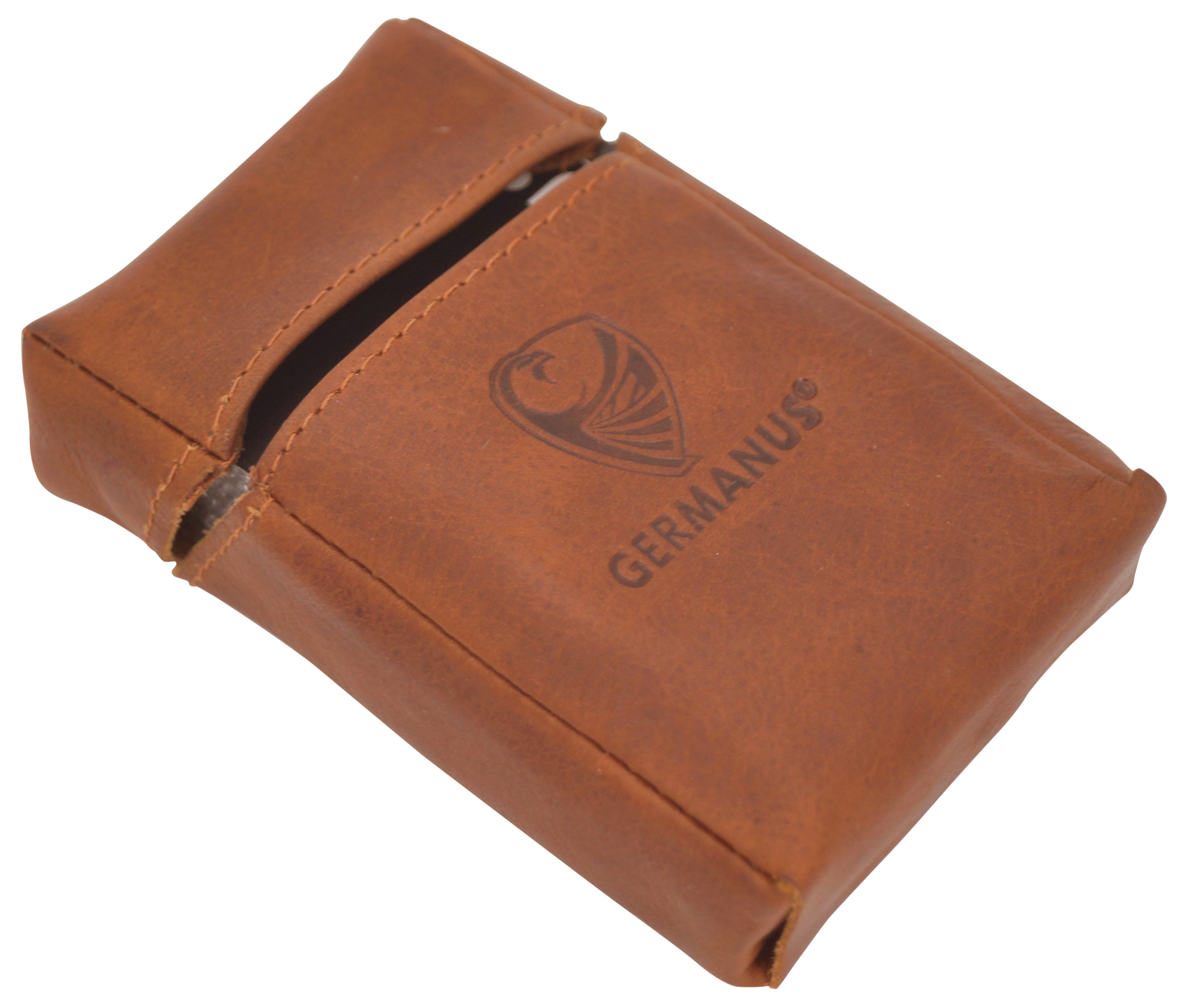 GERMANUS Visitenkartenetui - Europäische Handarbeit, Made in EU, Lederfrei braun
