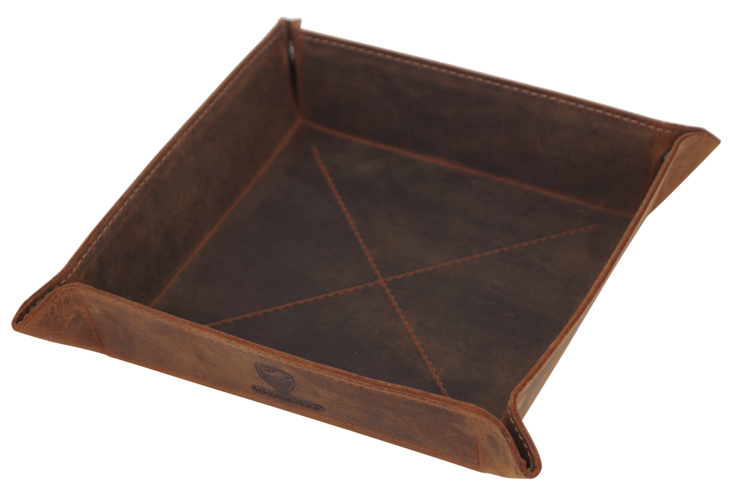 GERMANUS Taschenleerer Ablage Leder braun