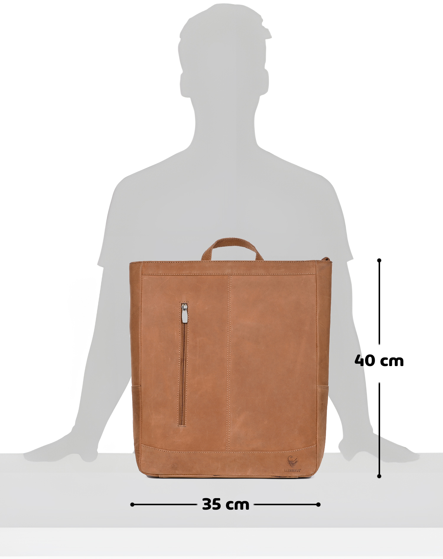 GERMANUS Rucksack Milan Kurierrucksack Leder Wildbraun