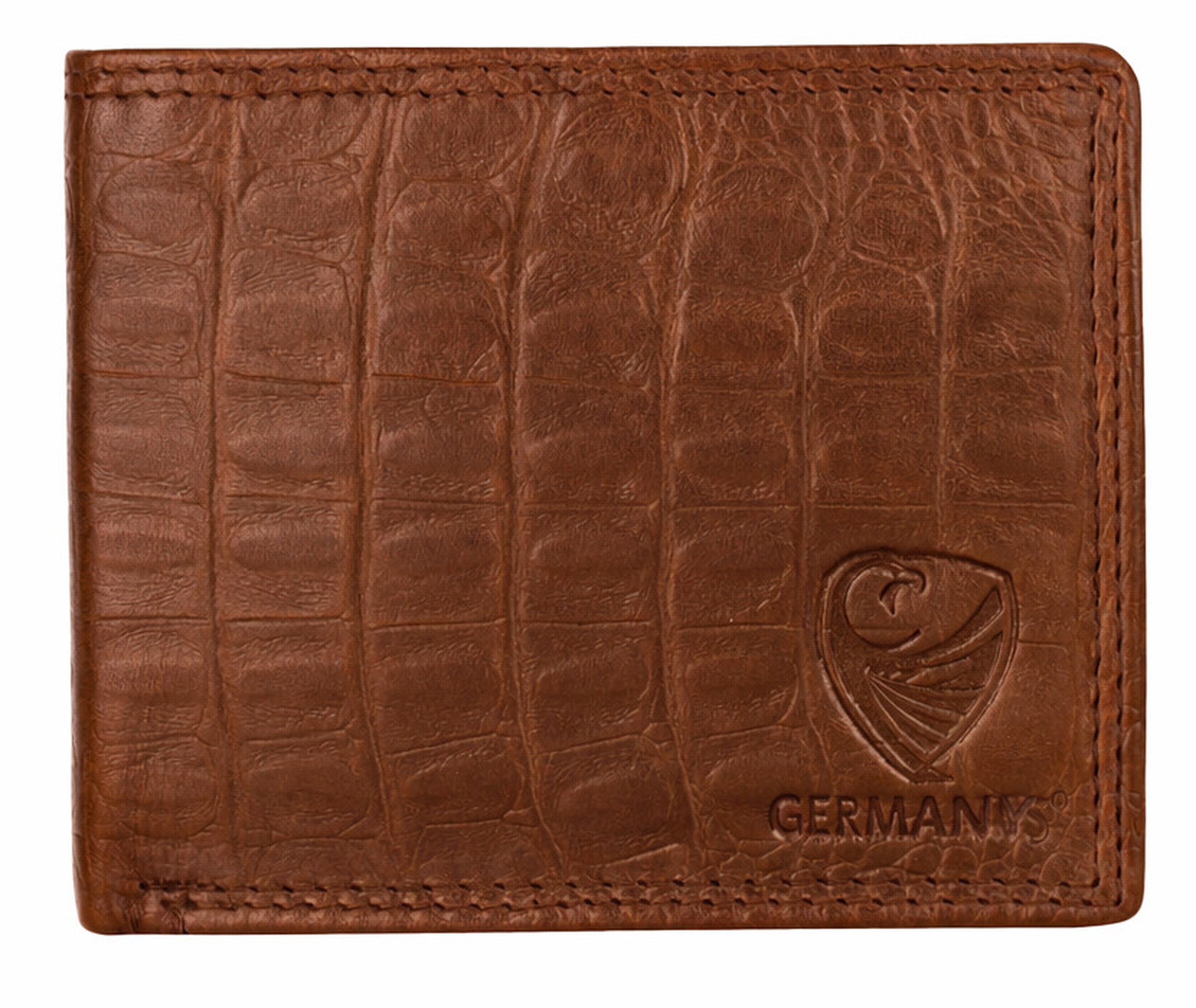 GERMANUS Geldbörse aus Leder, Max, Croco Hellbraun