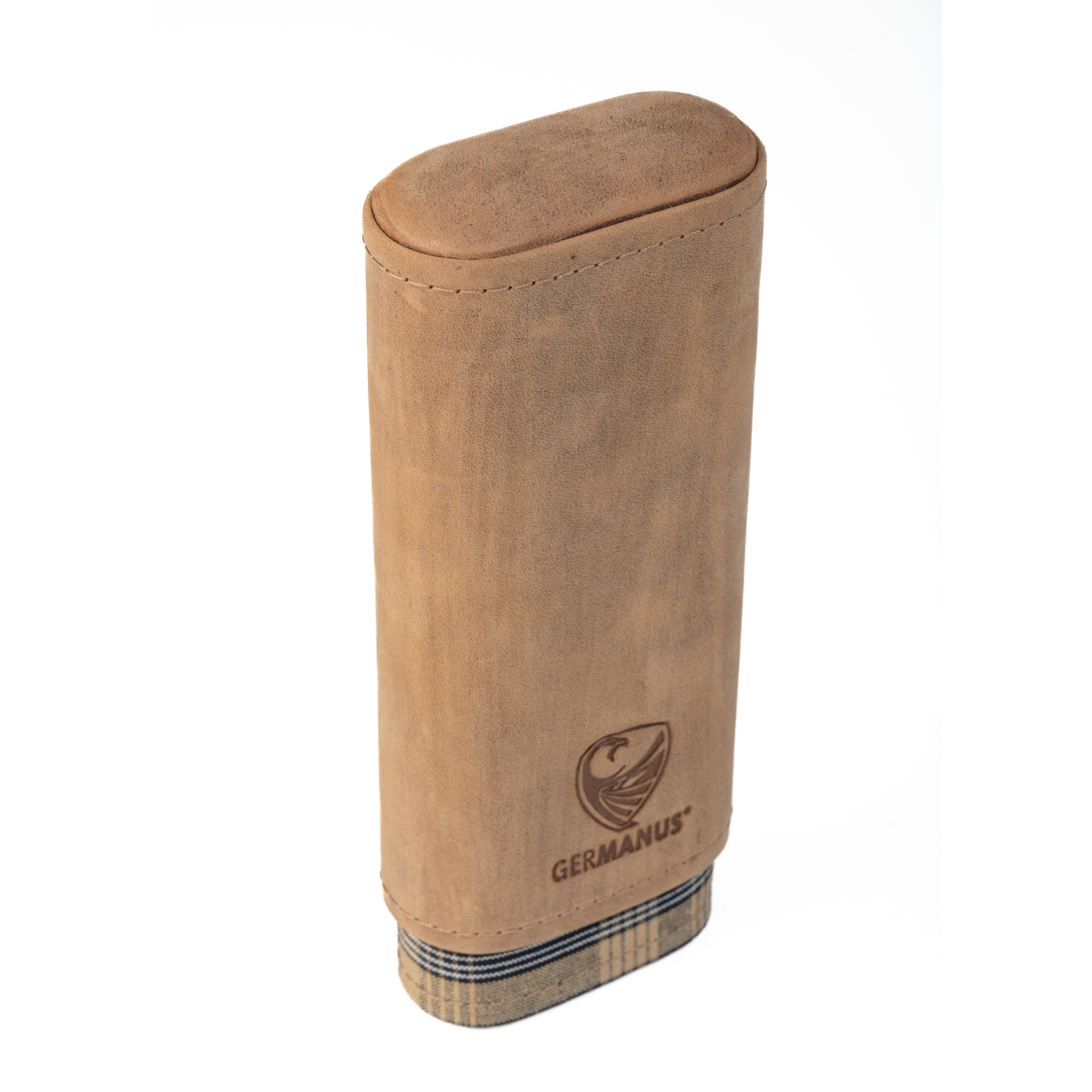 GERMANUS Brillenetui aus Echtleder, innen Holz, teleskopisch, braun